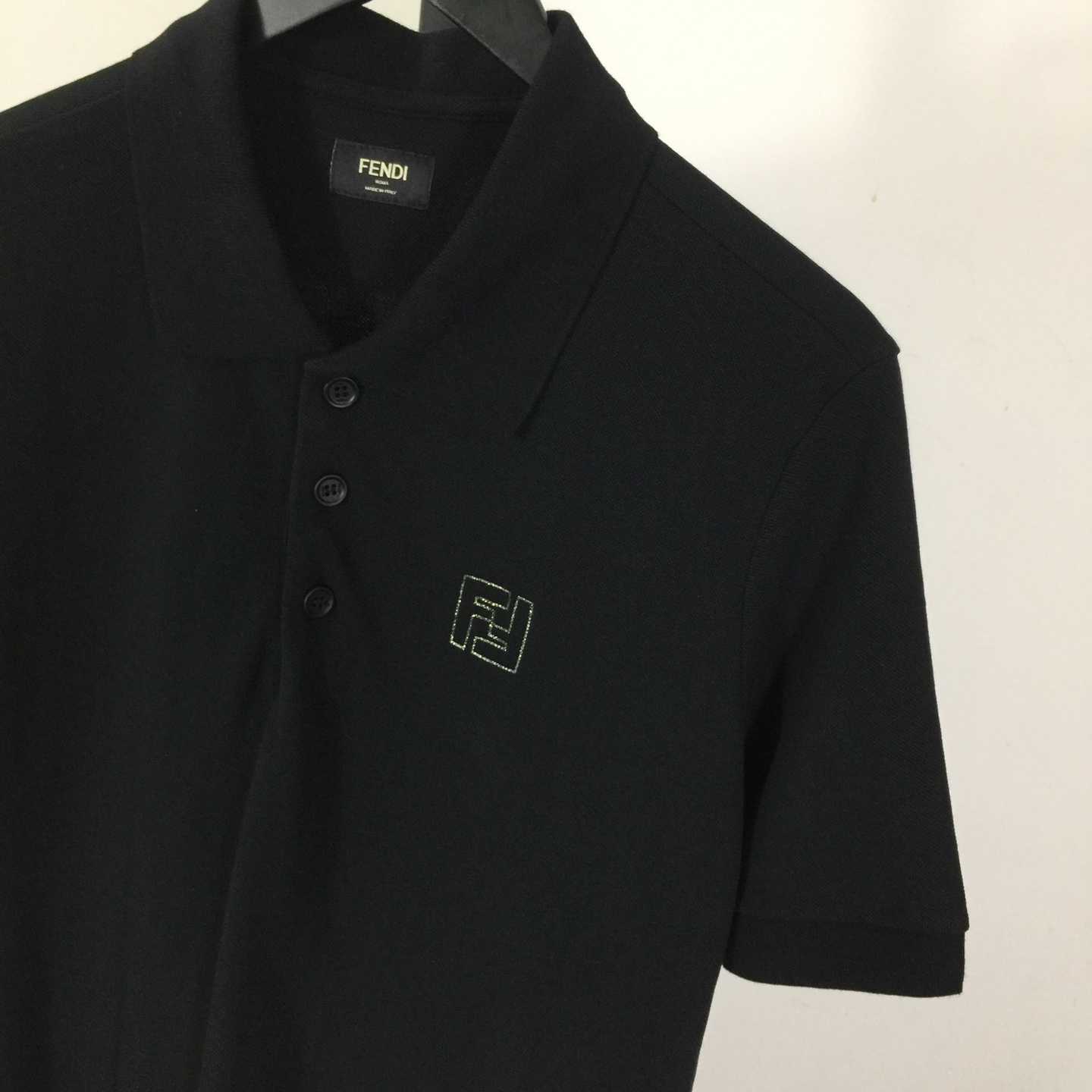 Fendi Black Cotton Polo Shirt - DopestKickz