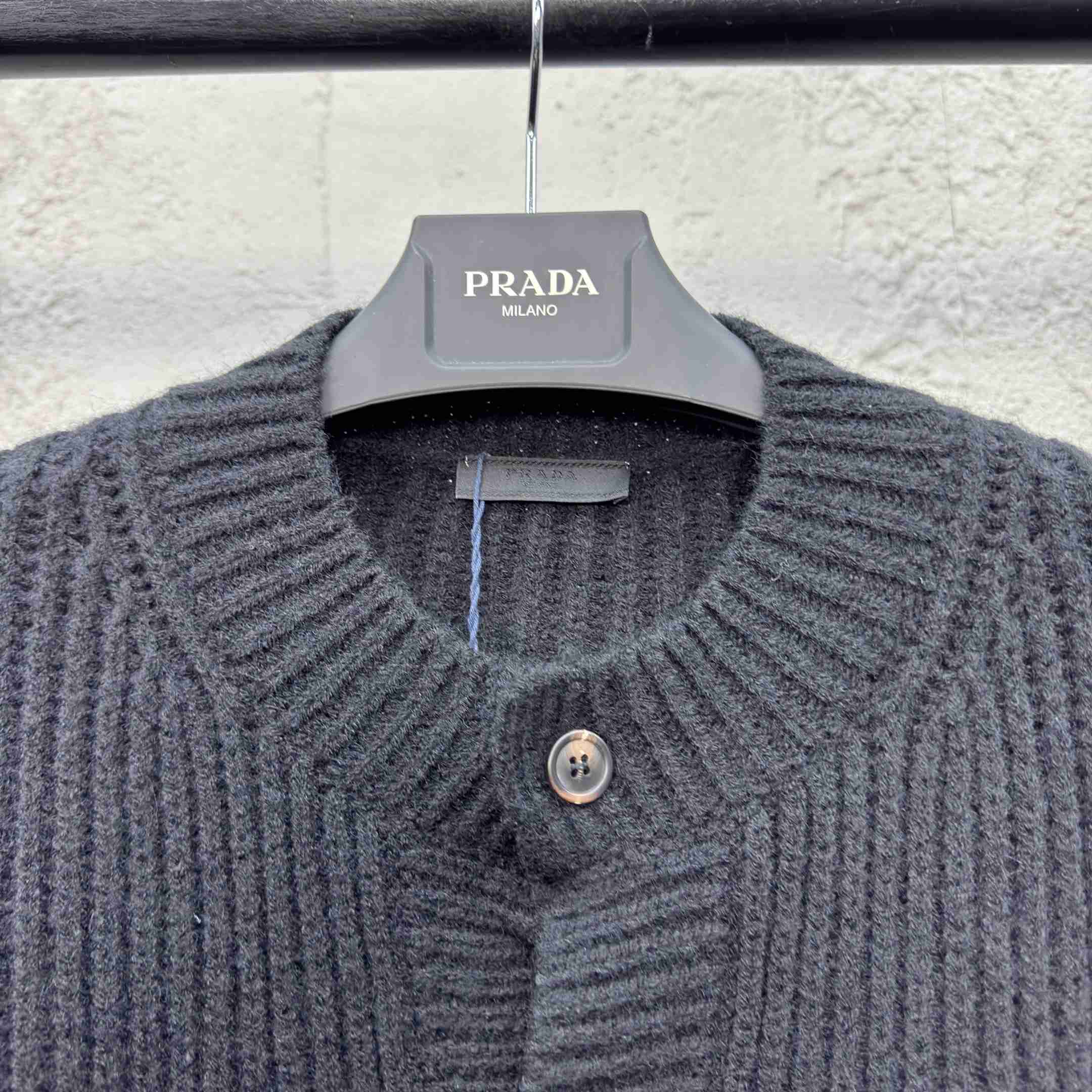 Prada Cashgora Button-Up Ribbed-Knitted Cardigan - DopestKickz