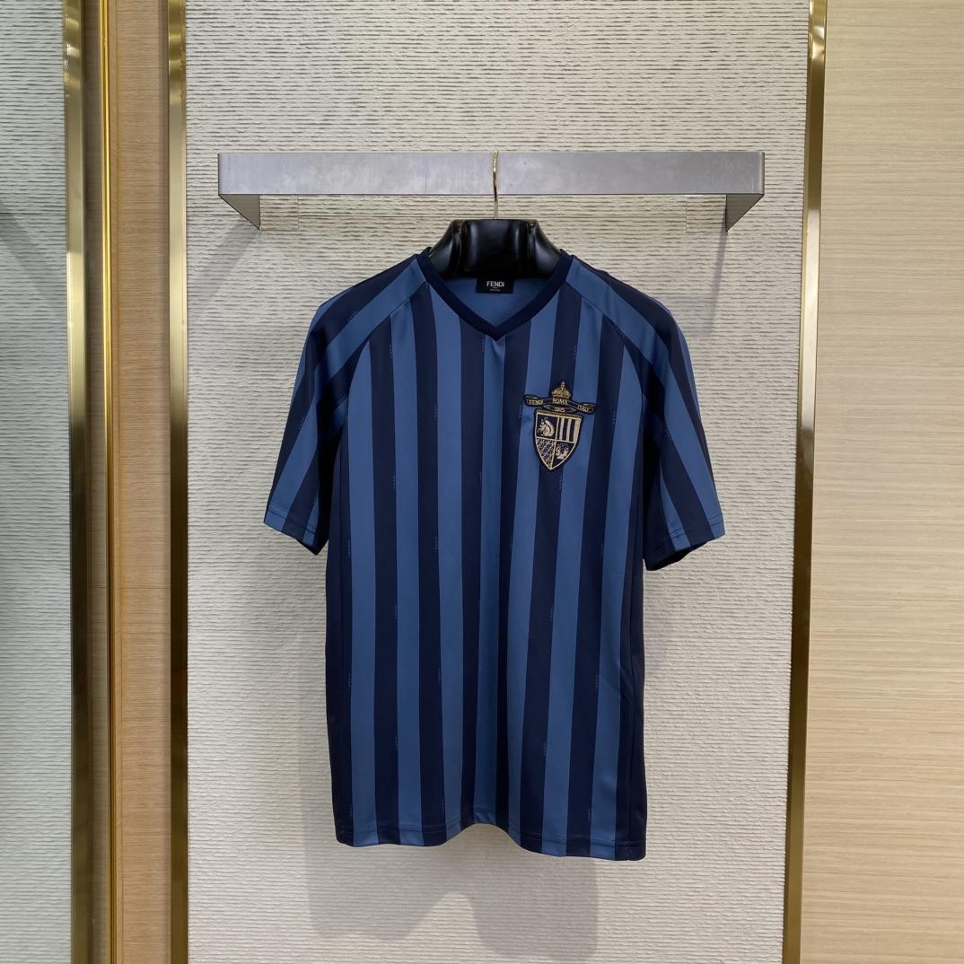 Fendi Blue Pequin Fabric T-shirt - DopestKickz