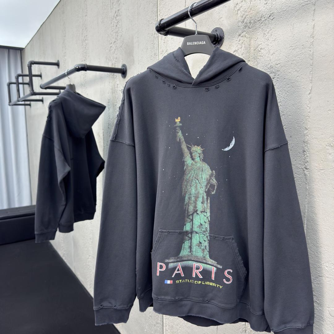 Balenciaga Paris Liberty Distressed Hoodie - DopestKickz