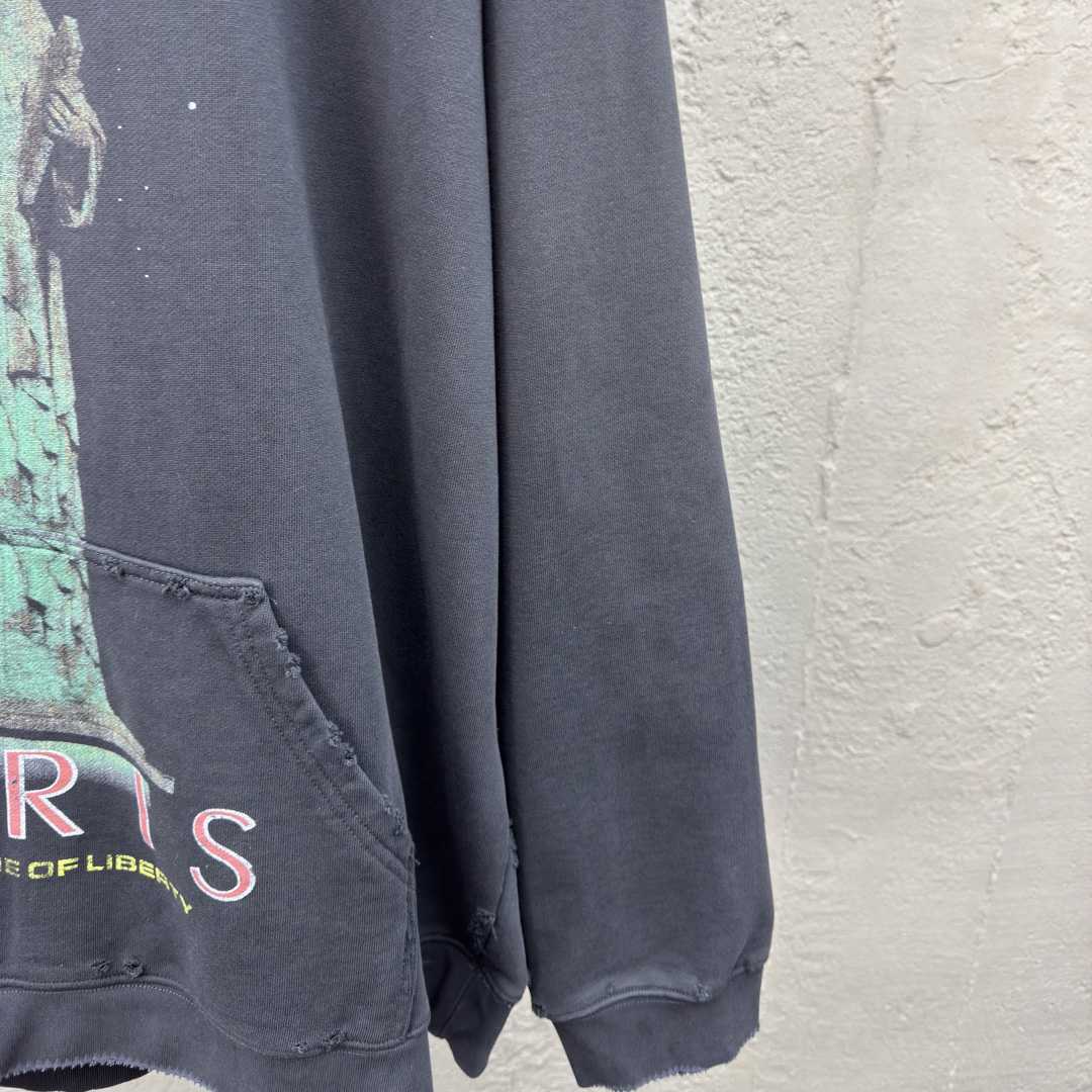 Balenciaga Paris Liberty Distressed Hoodie - DopestKickz
