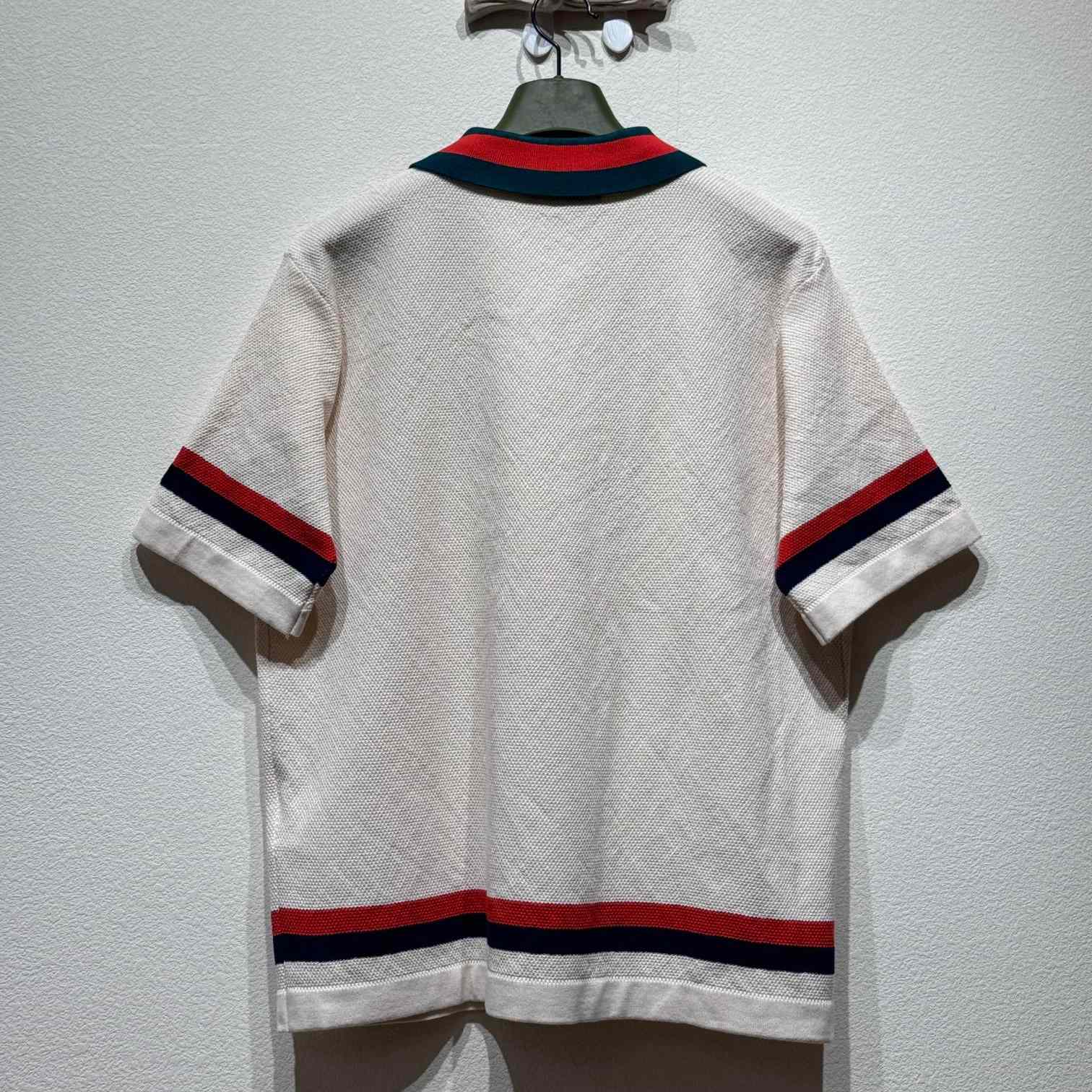 Gucci Knit Cotton Polo Shirt With Web - DopestKickz