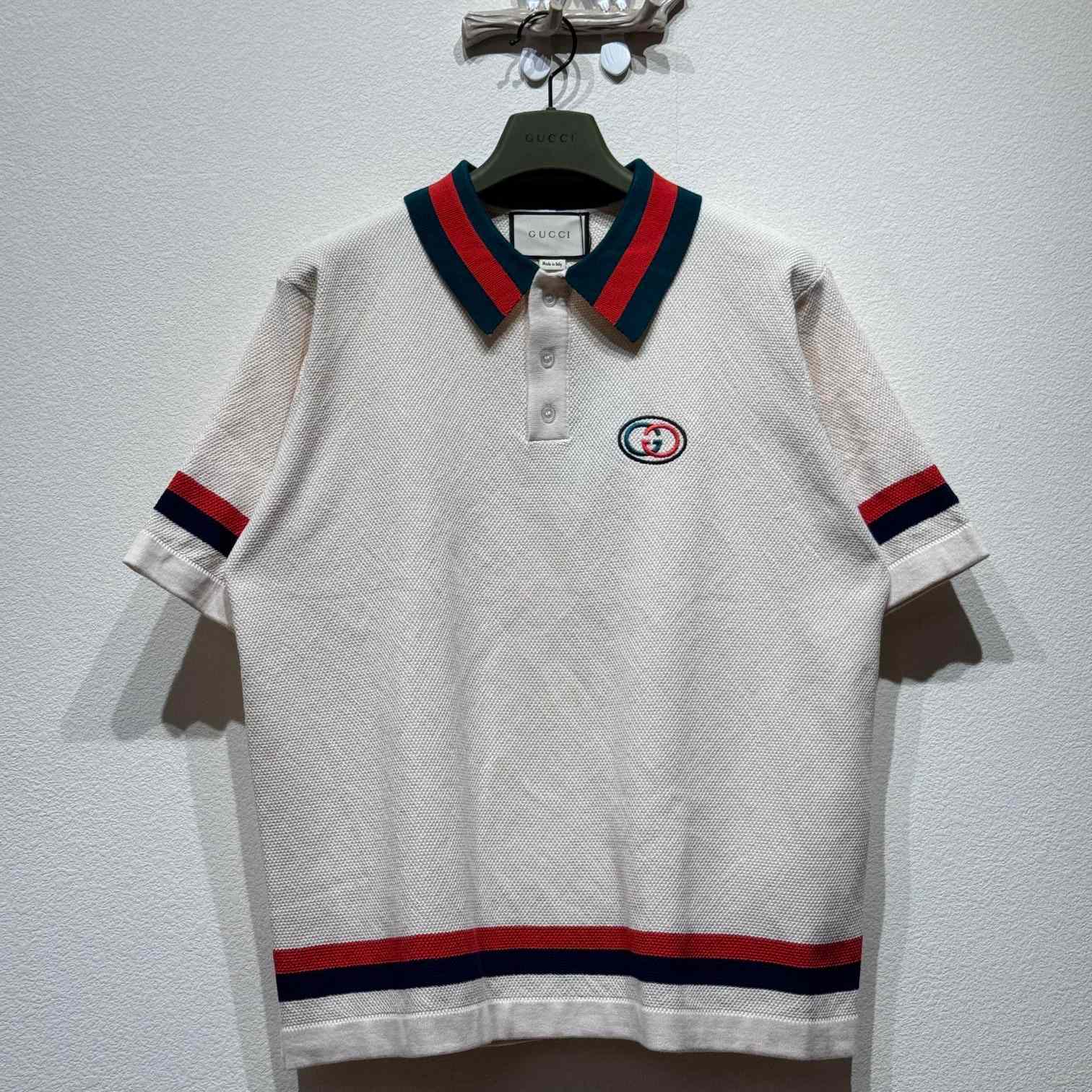 Gucci Knit Cotton Polo Shirt With Web - DopestKickz