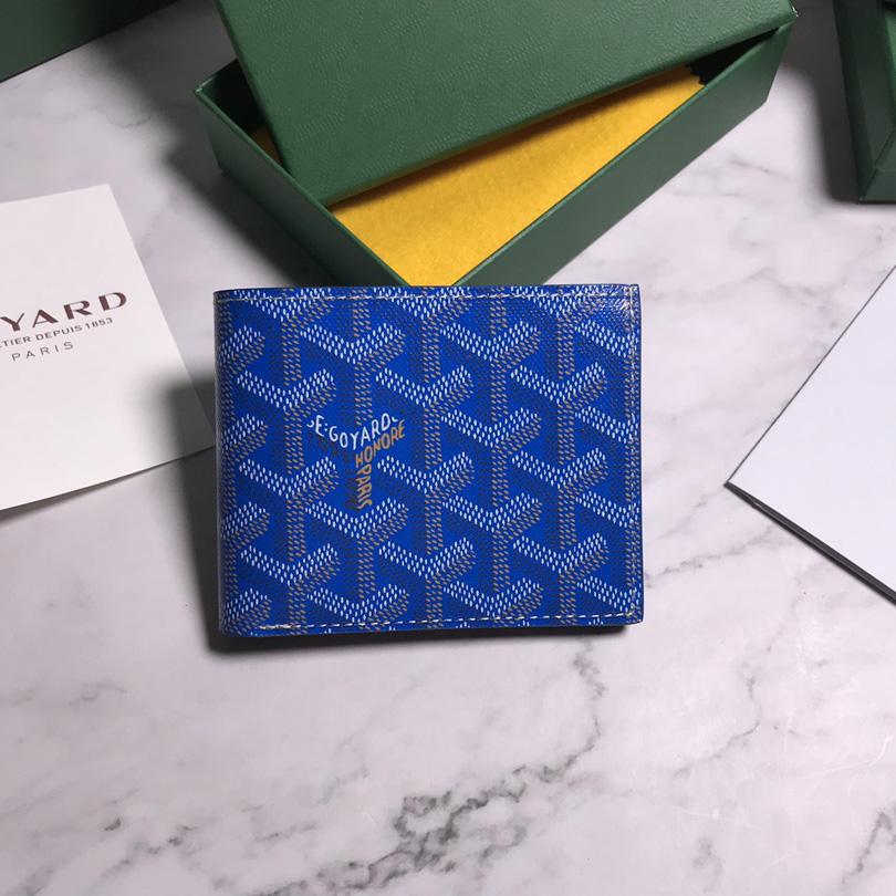 Goyard Short 8 Card Slots Billfold Wallet Blue - DopestKickz