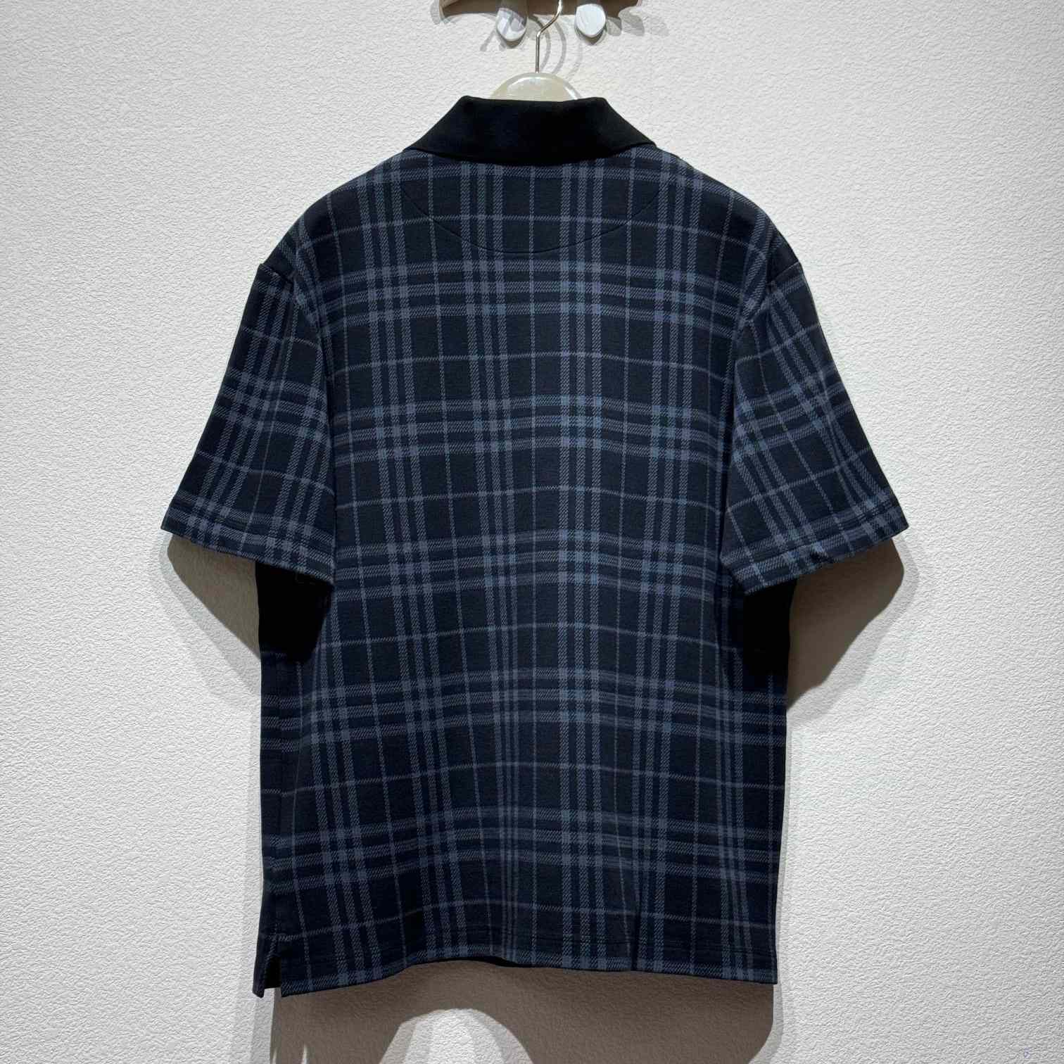 Burberry Navy Check Stretch Cotton Blend Polo - DopestKickz