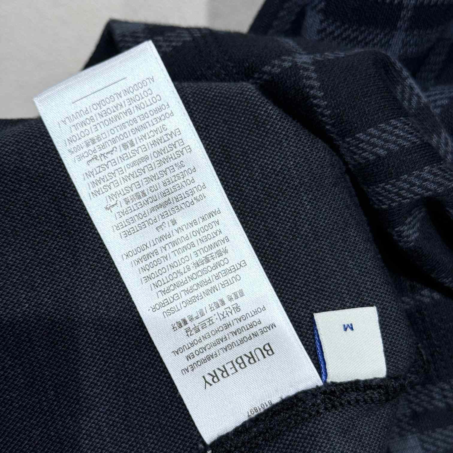 Burberry Navy Check Stretch Cotton Blend Polo - DopestKickz