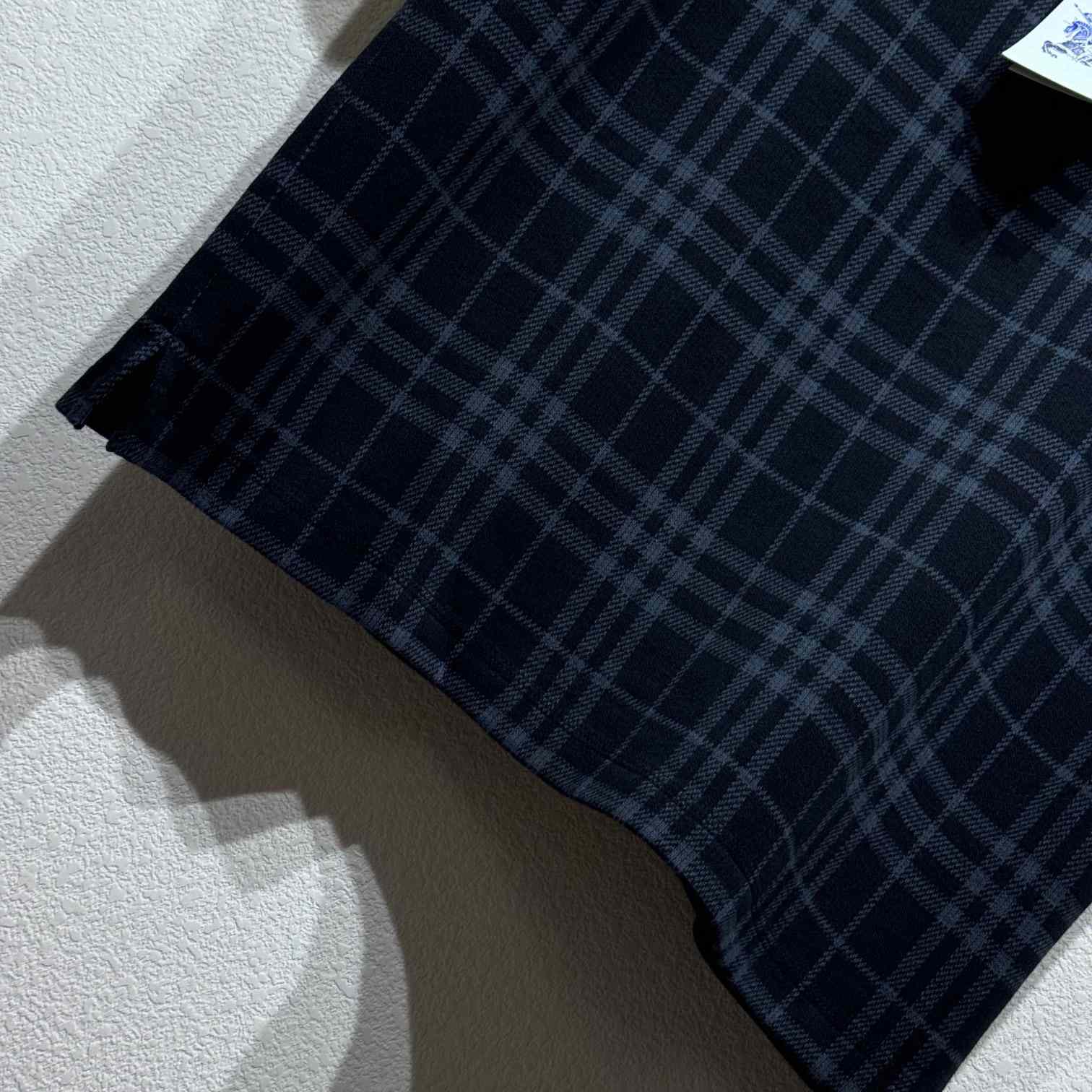 Burberry Navy Check Stretch Cotton Blend Polo - DopestKickz