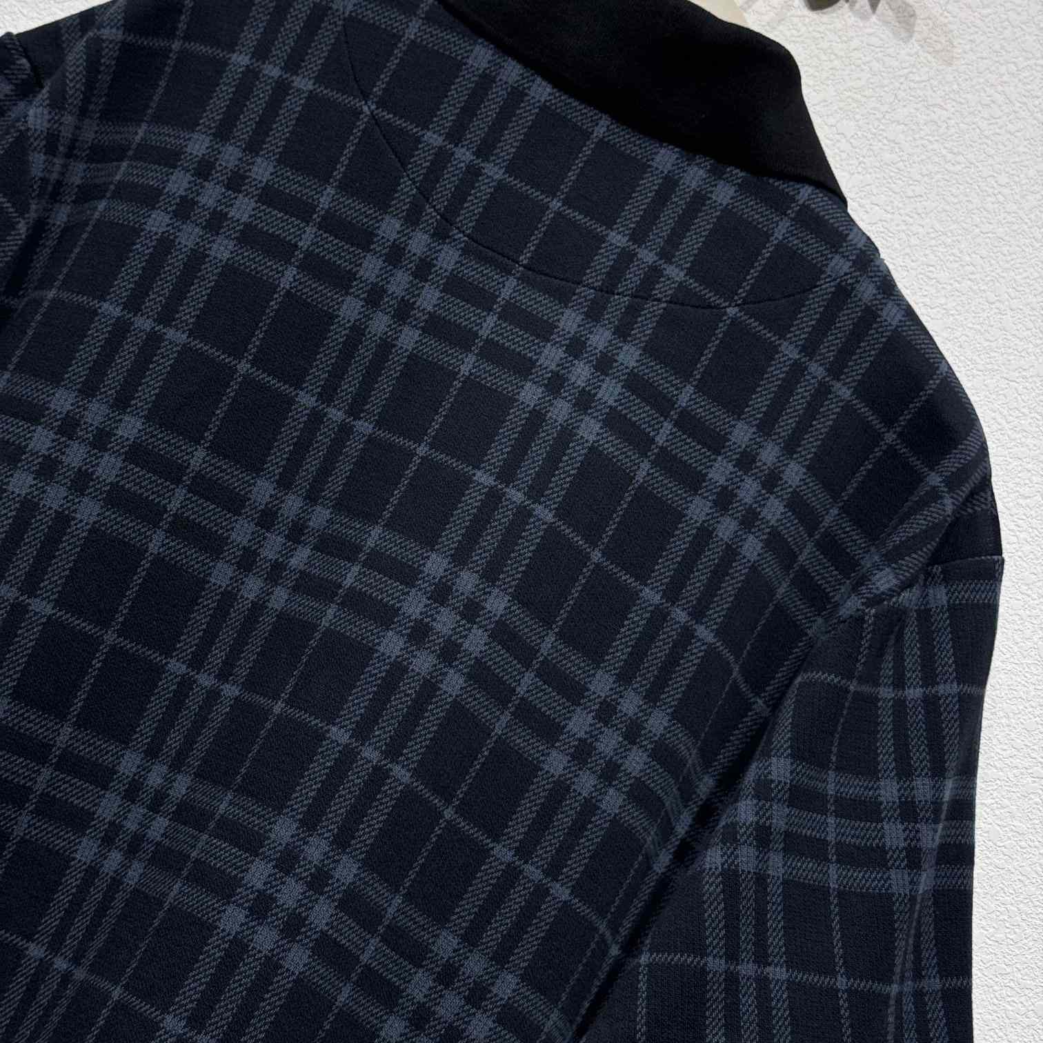 Burberry Navy Check Stretch Cotton Blend Polo - DopestKickz
