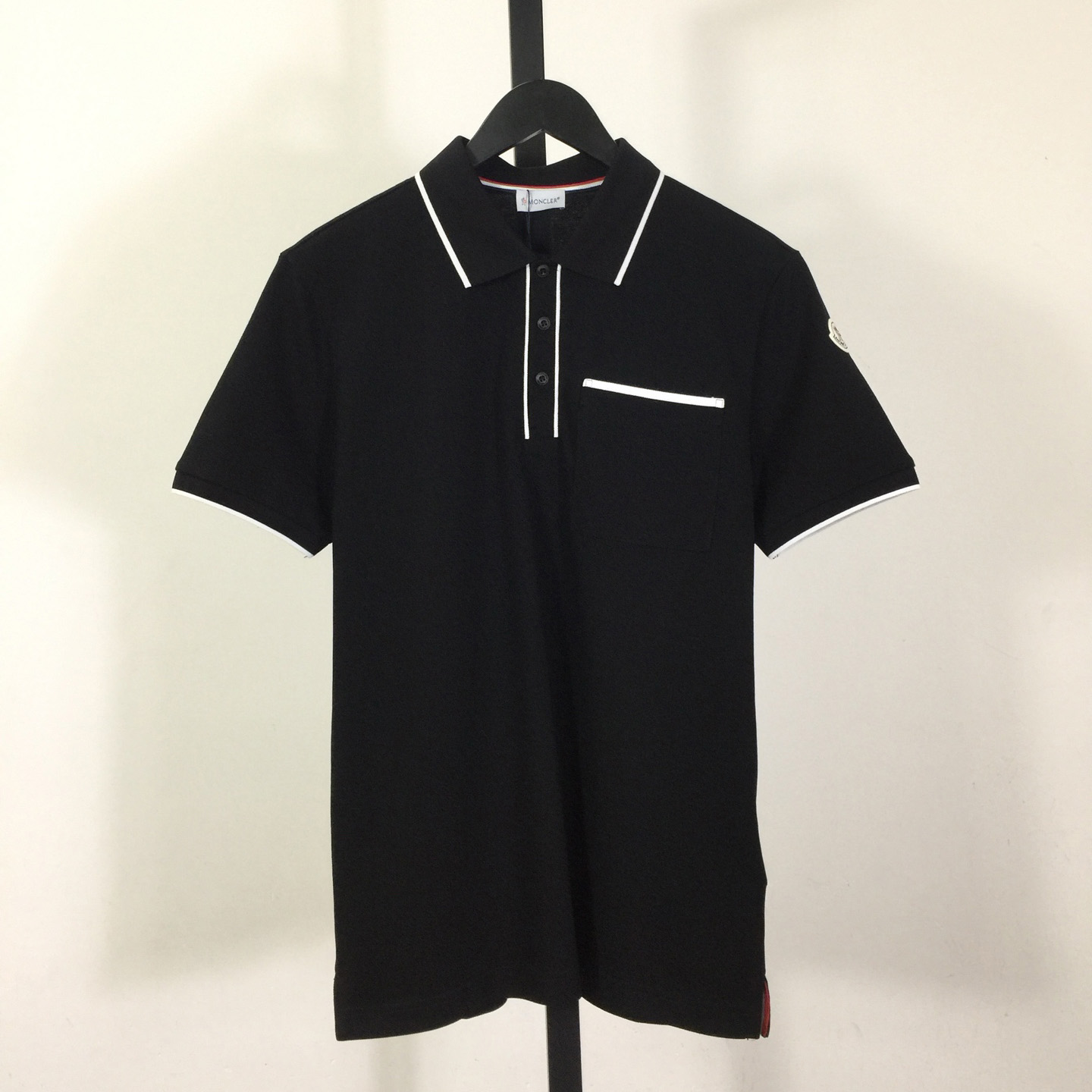 Moncler Black Striped Polo - DopestKickz