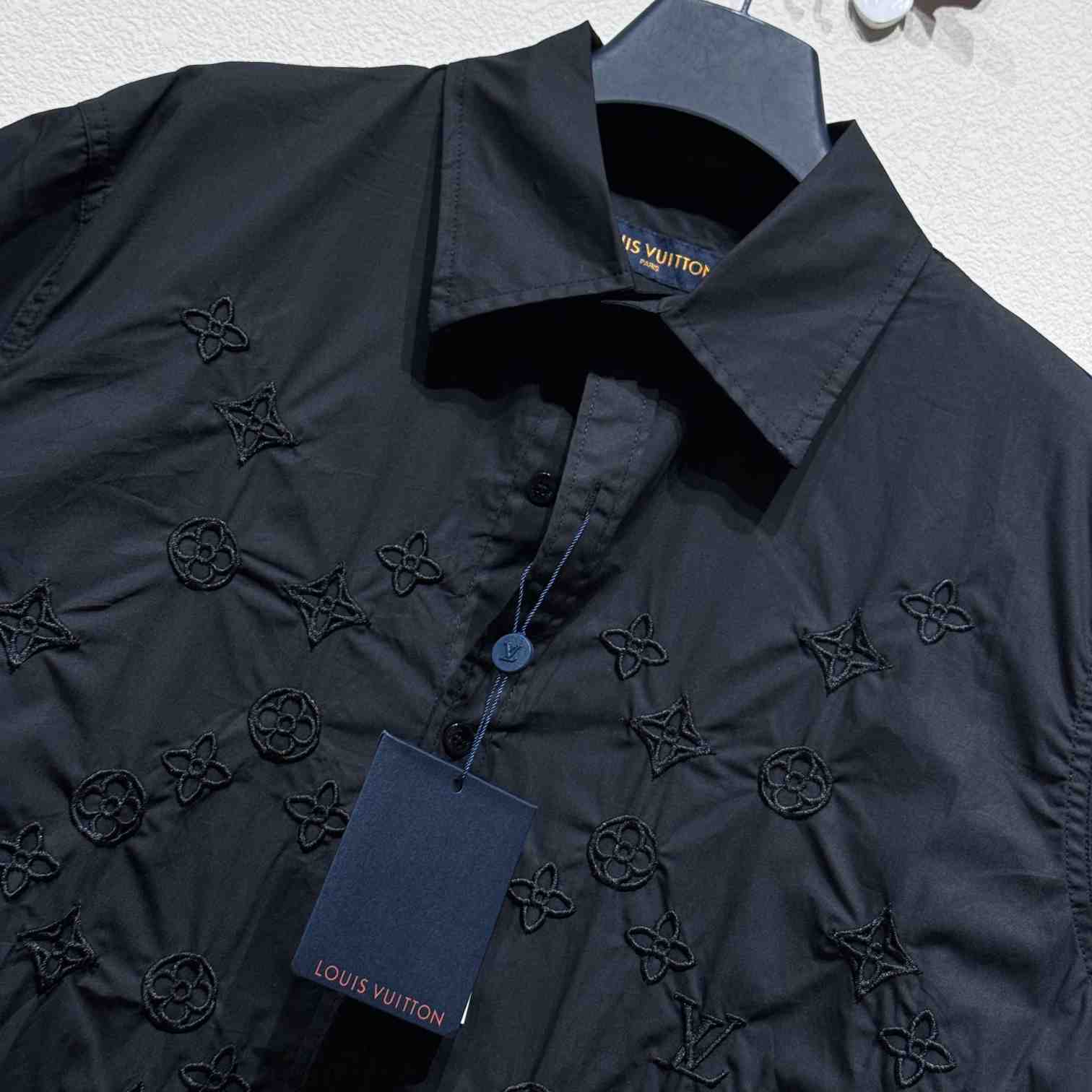 Louis Vuitton Monogram Flowers Embroidered Short-Sleeved Shirt   - DopestKickz