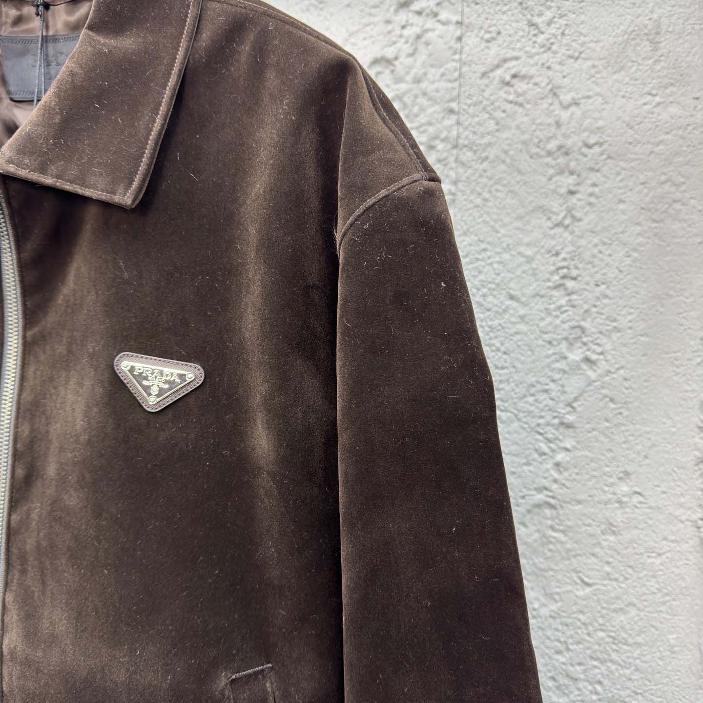 Prada Triangle-logo Velvet Blouson Jacket - DopestKickz