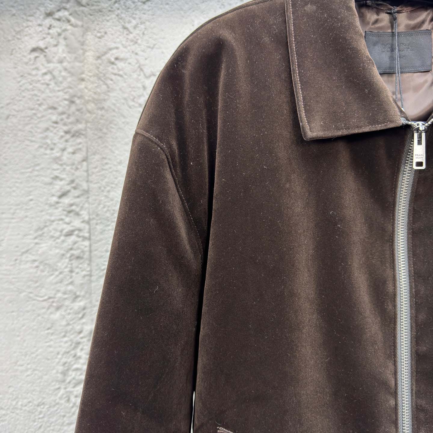 Prada Triangle-logo Velvet Blouson Jacket - DopestKickz
