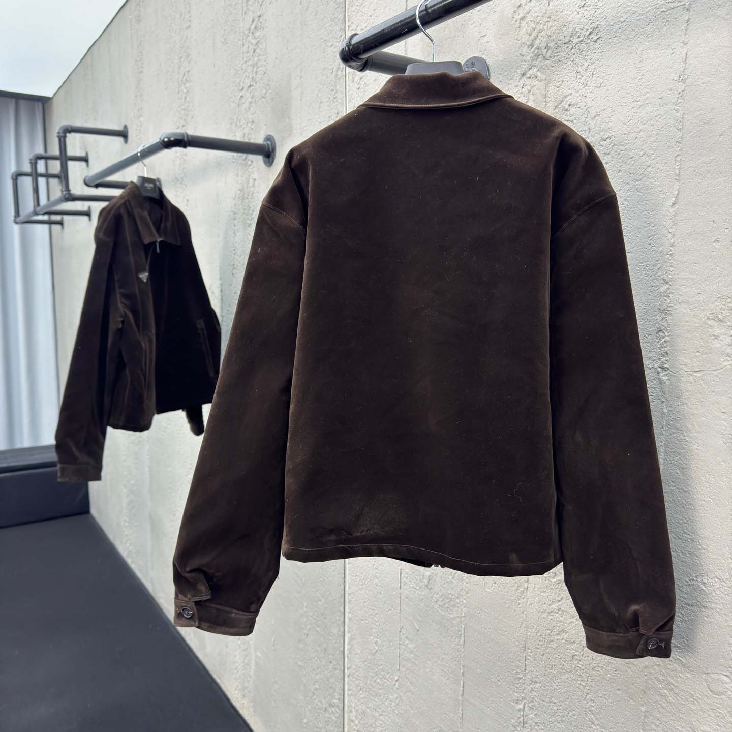 Prada Triangle-logo Velvet Blouson Jacket - DopestKickz