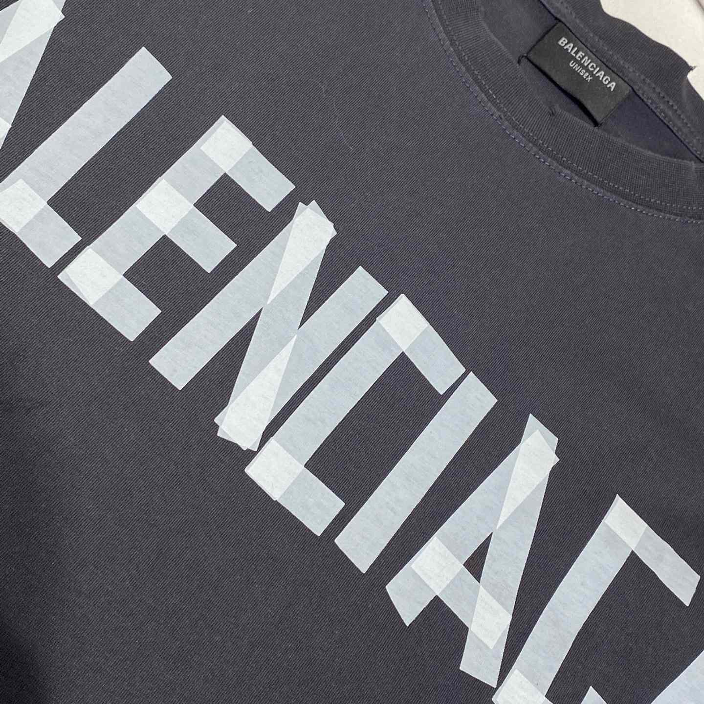 Balenciaga New Tape Type TR T-Shirt Medium Fit In Faded Washed Black - DopestKickz