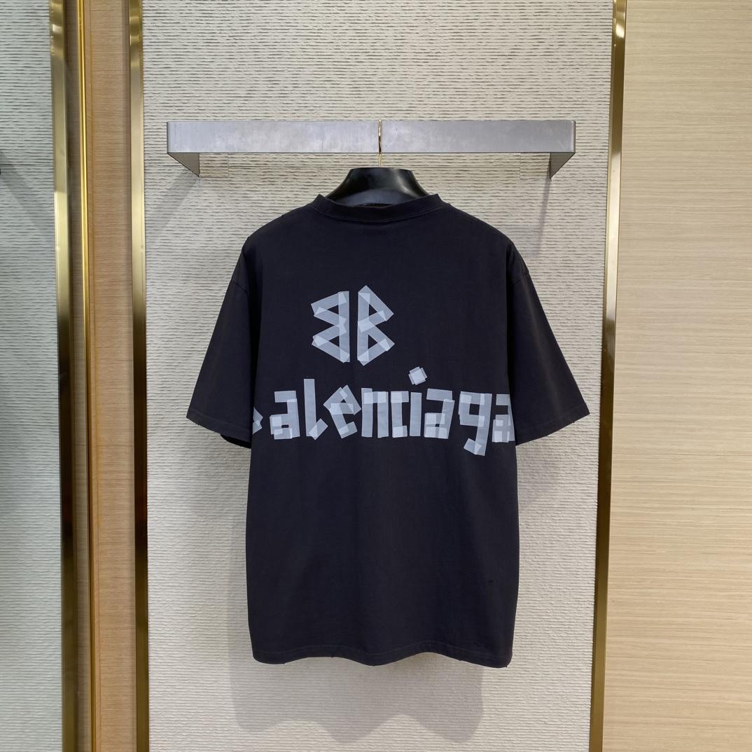 Balenciaga New Tape Type TR T-Shirt Medium Fit In Faded Washed Black - DopestKickz