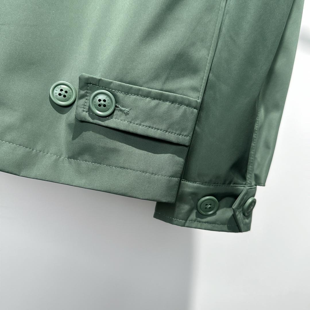 Prada Logo Print Zip Jacket Green - DopestKickz