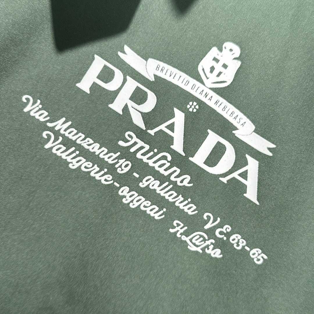 Prada Logo Print Zip Jacket Green - DopestKickz