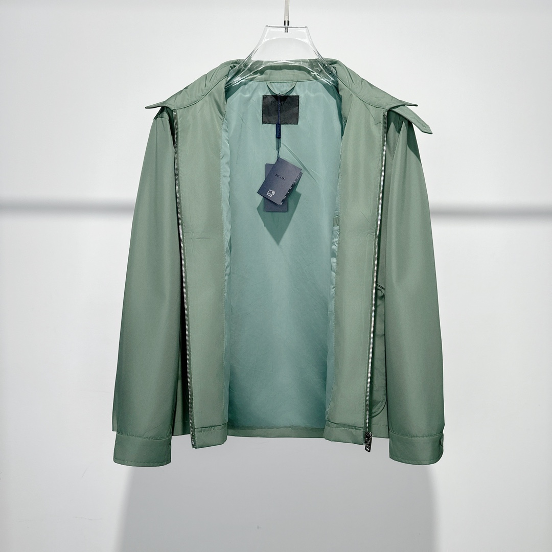 Prada Logo Print Zip Jacket Green - DopestKickz