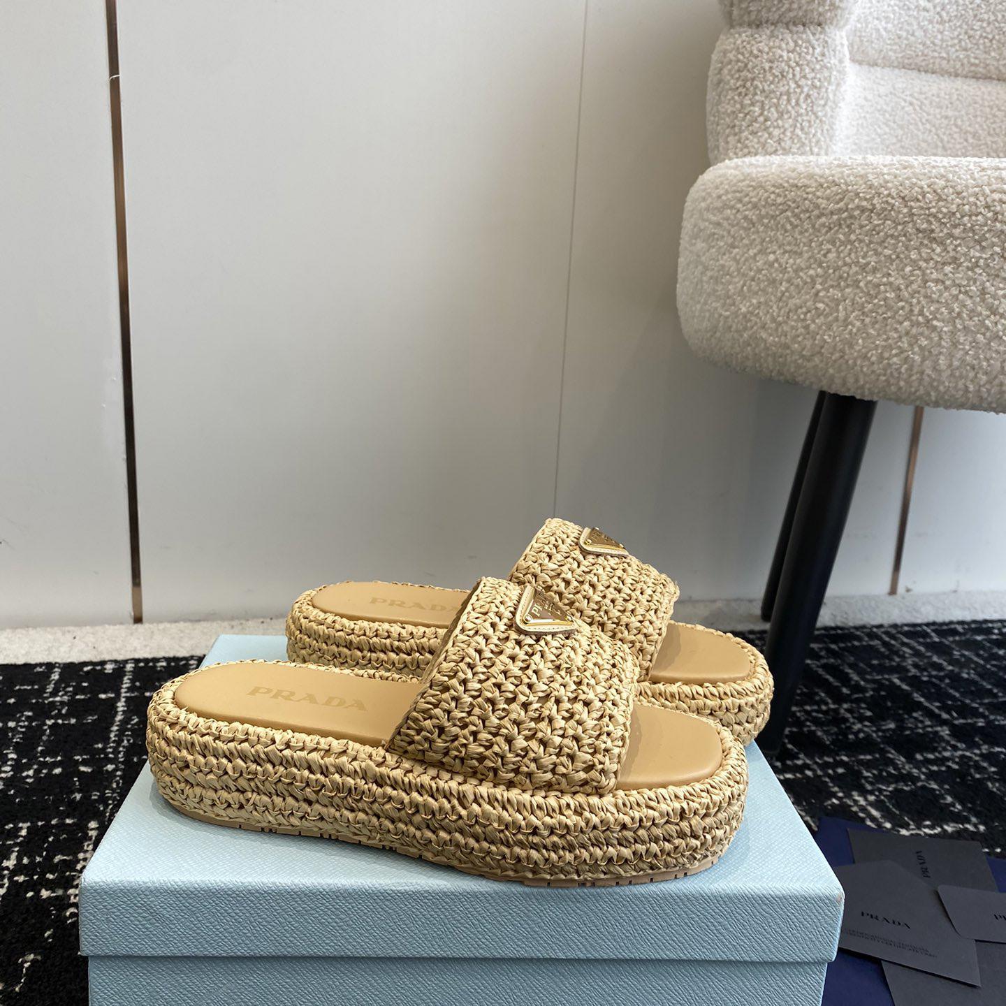 Prada Crochet Flatform Slides - DopestKickz