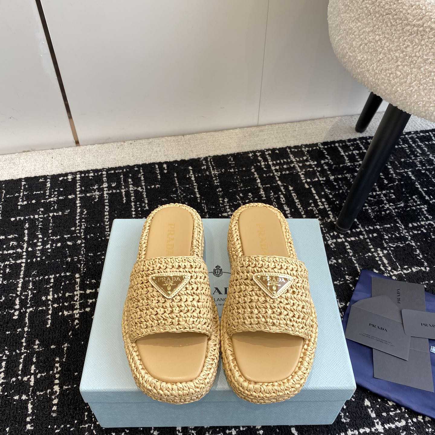 Prada Crochet Flatform Slides - DopestKickz