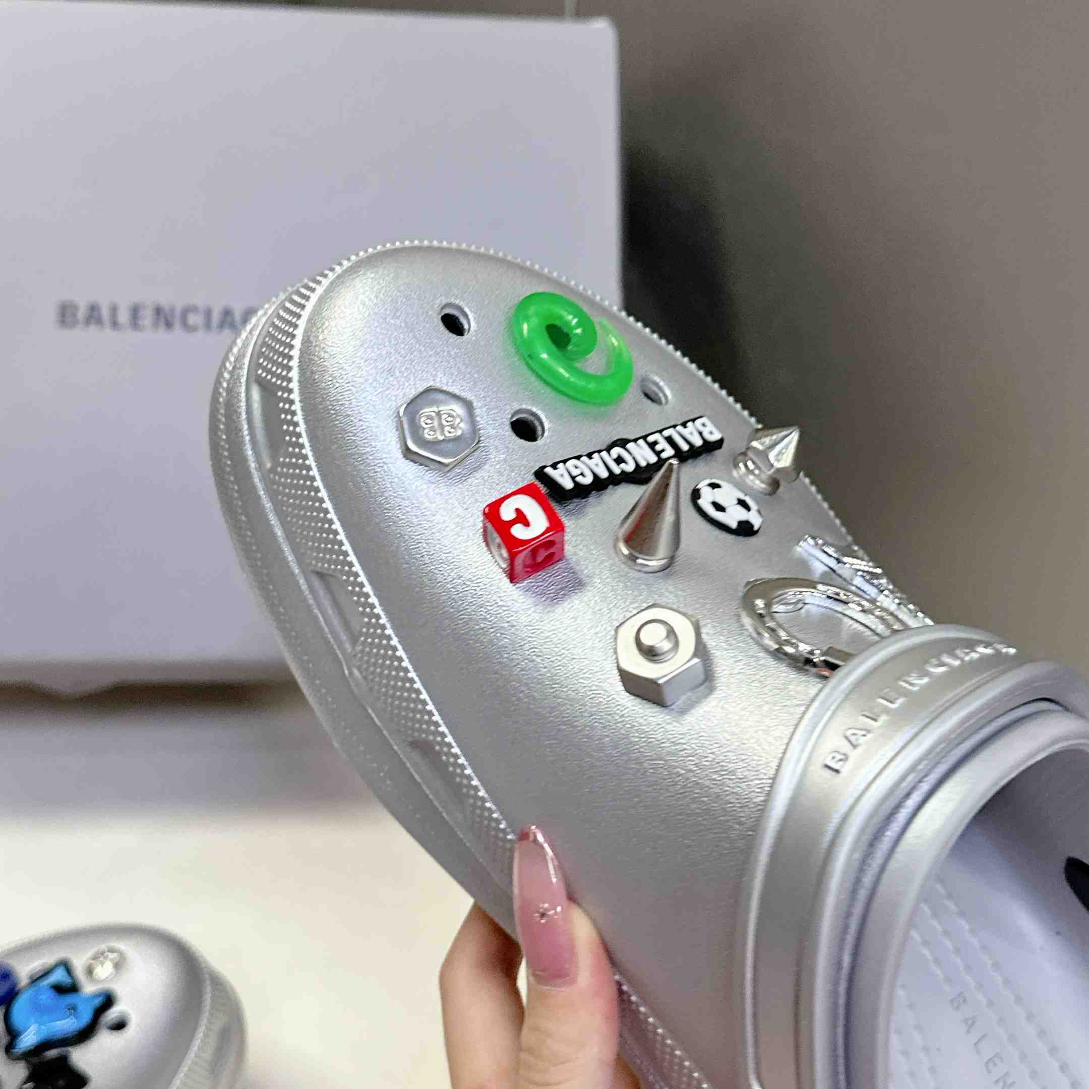 Balenciaga Crocs™ Mule In Silver - DopestKickz