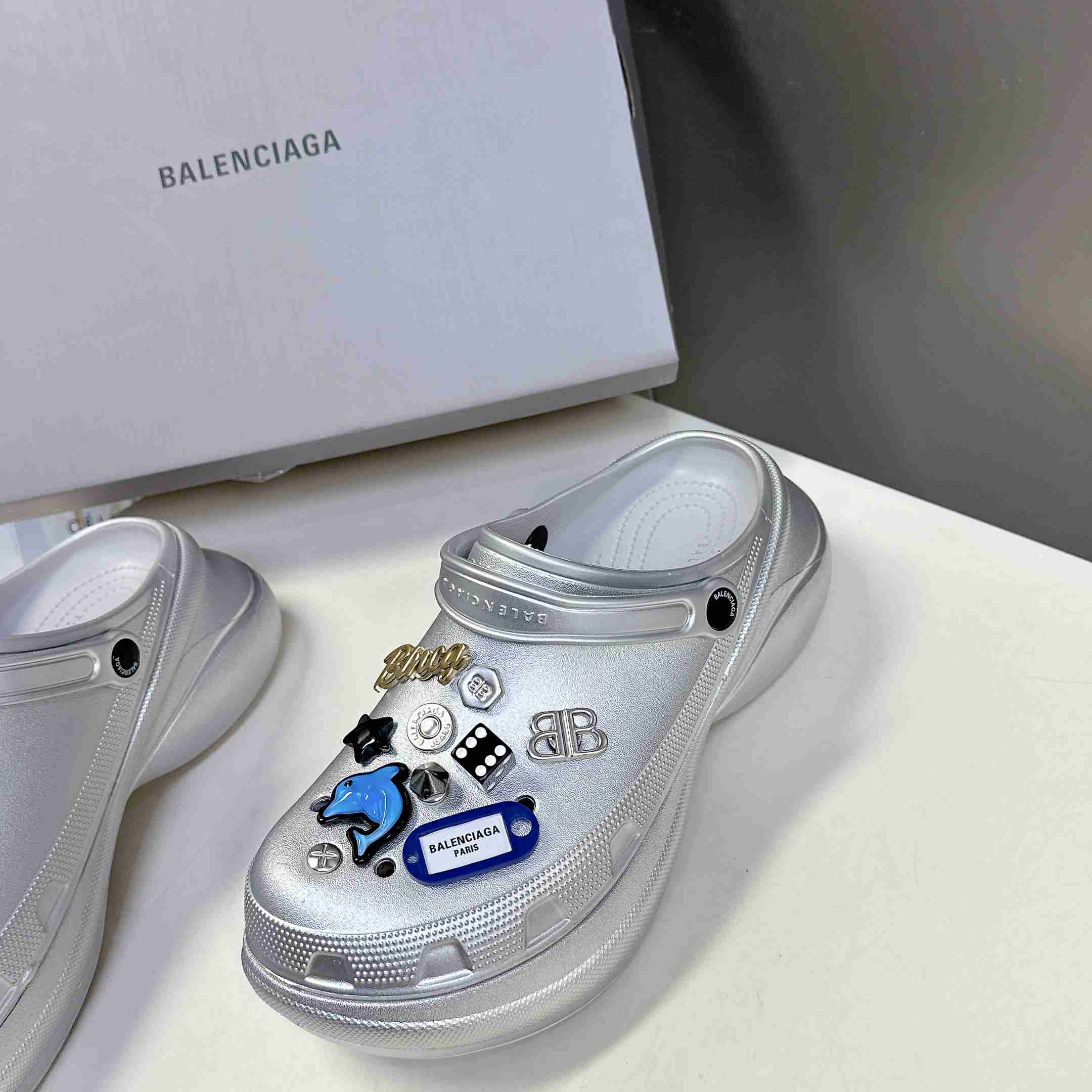 Balenciaga Crocs™ Mule In Silver - DopestKickz