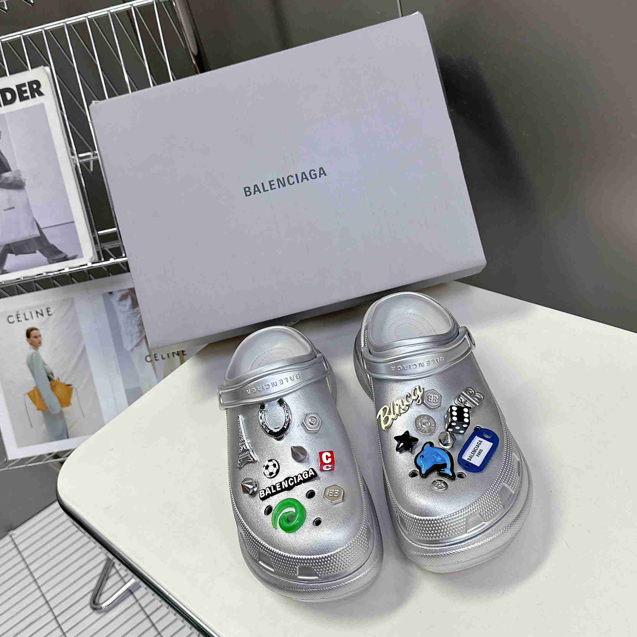 Balenciaga Crocs™ Mule In Silver - DopestKickz