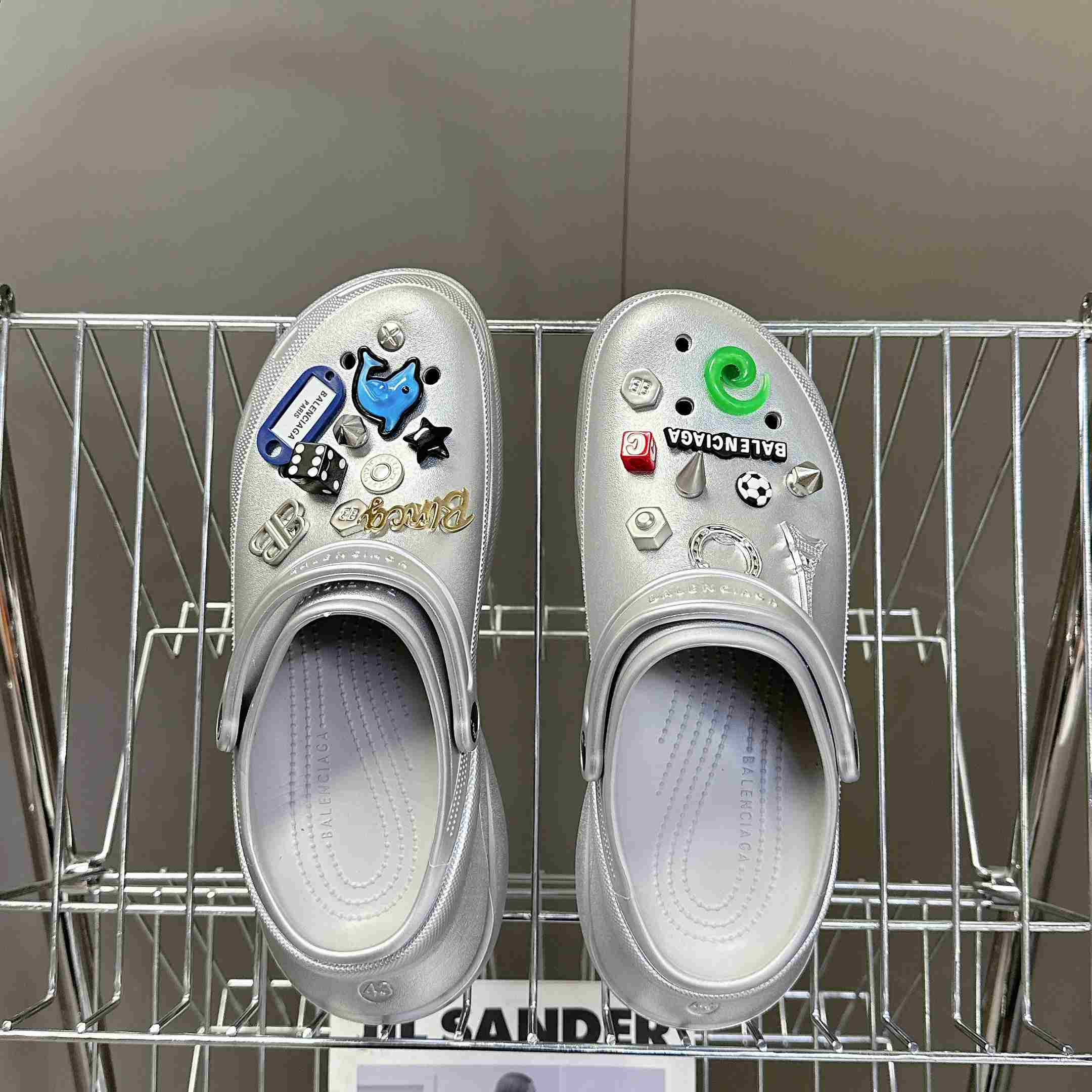 Balenciaga Crocs™ Mule In Silver - DopestKickz