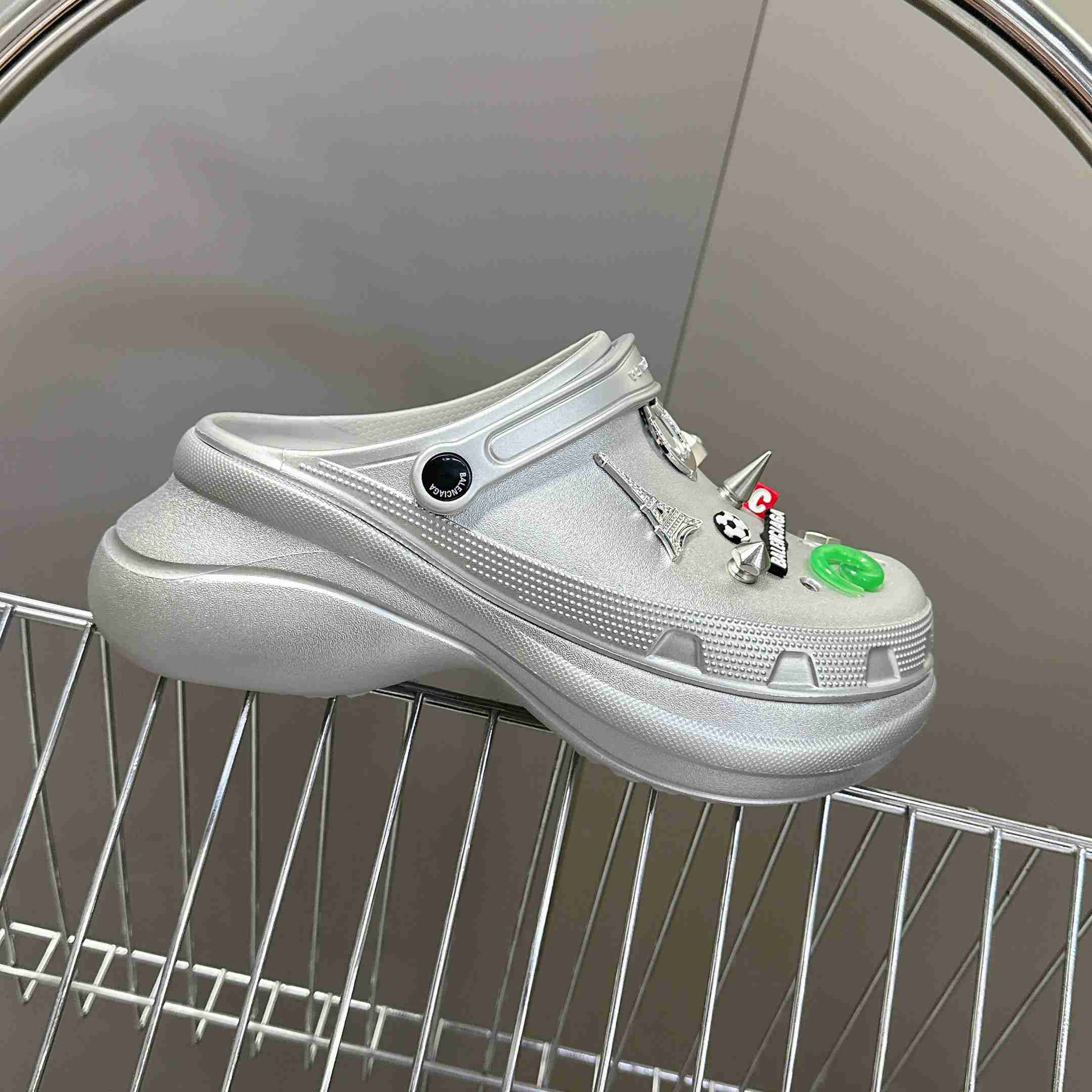 Balenciaga Crocs™ Mule In Silver - DopestKickz