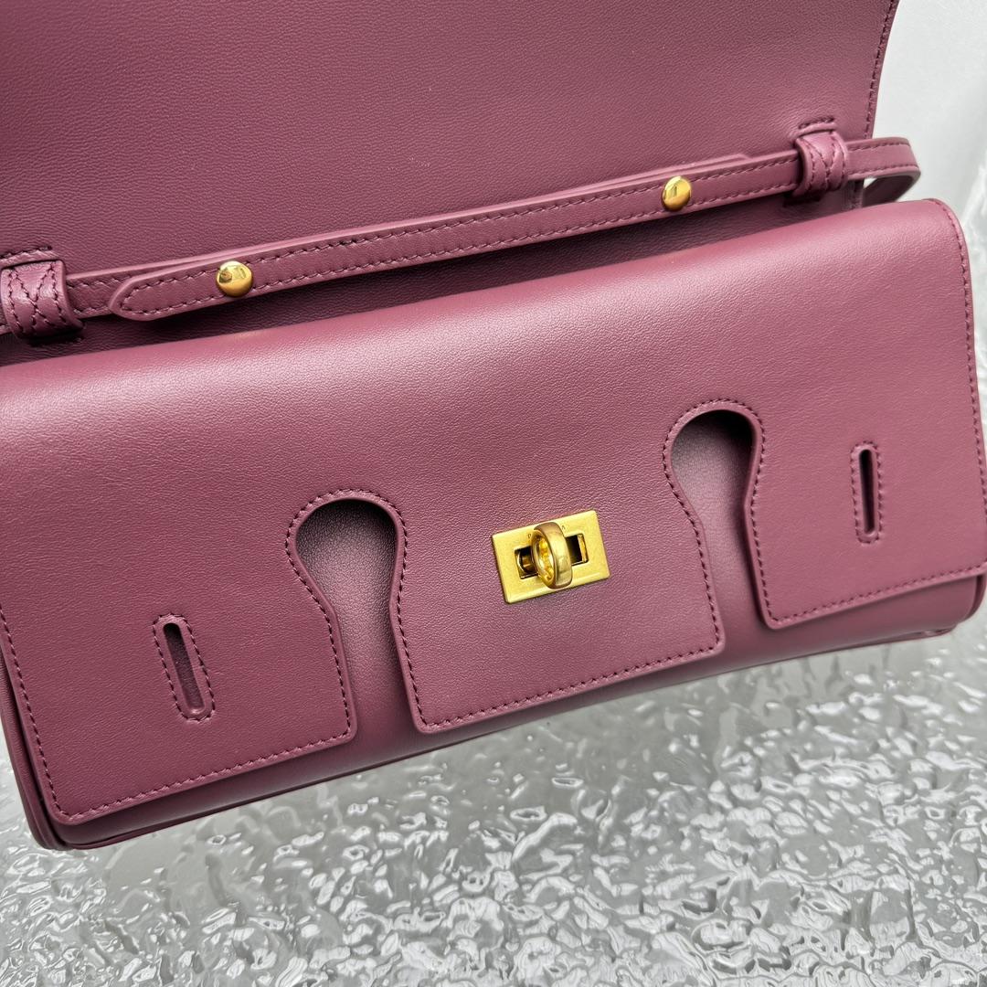 Balenciaga Bel Air Clutch On Strap Small In Dark Burgundy - DopestKickz