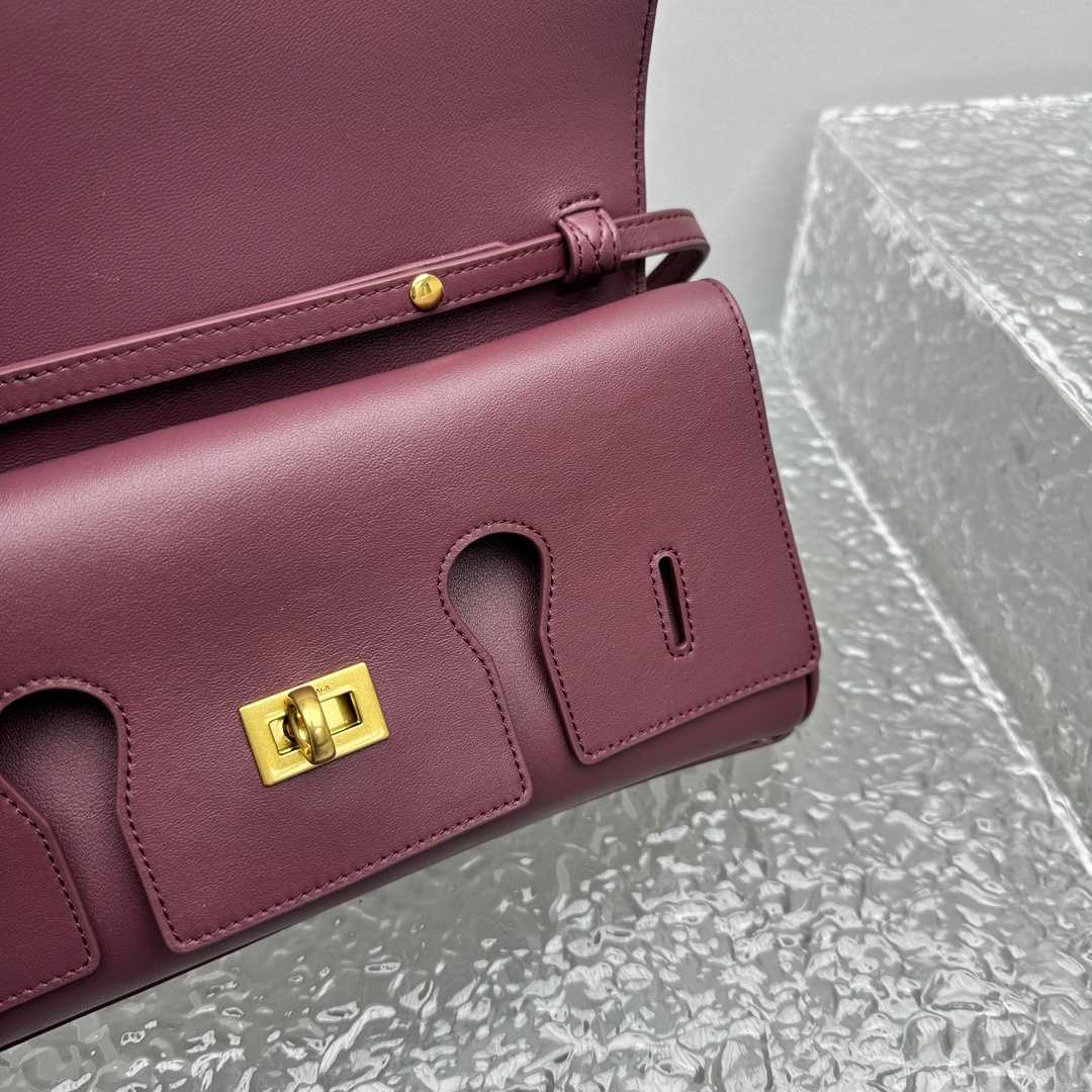 Balenciaga Bel Air Clutch On Strap Small In Dark Burgundy - DopestKickz