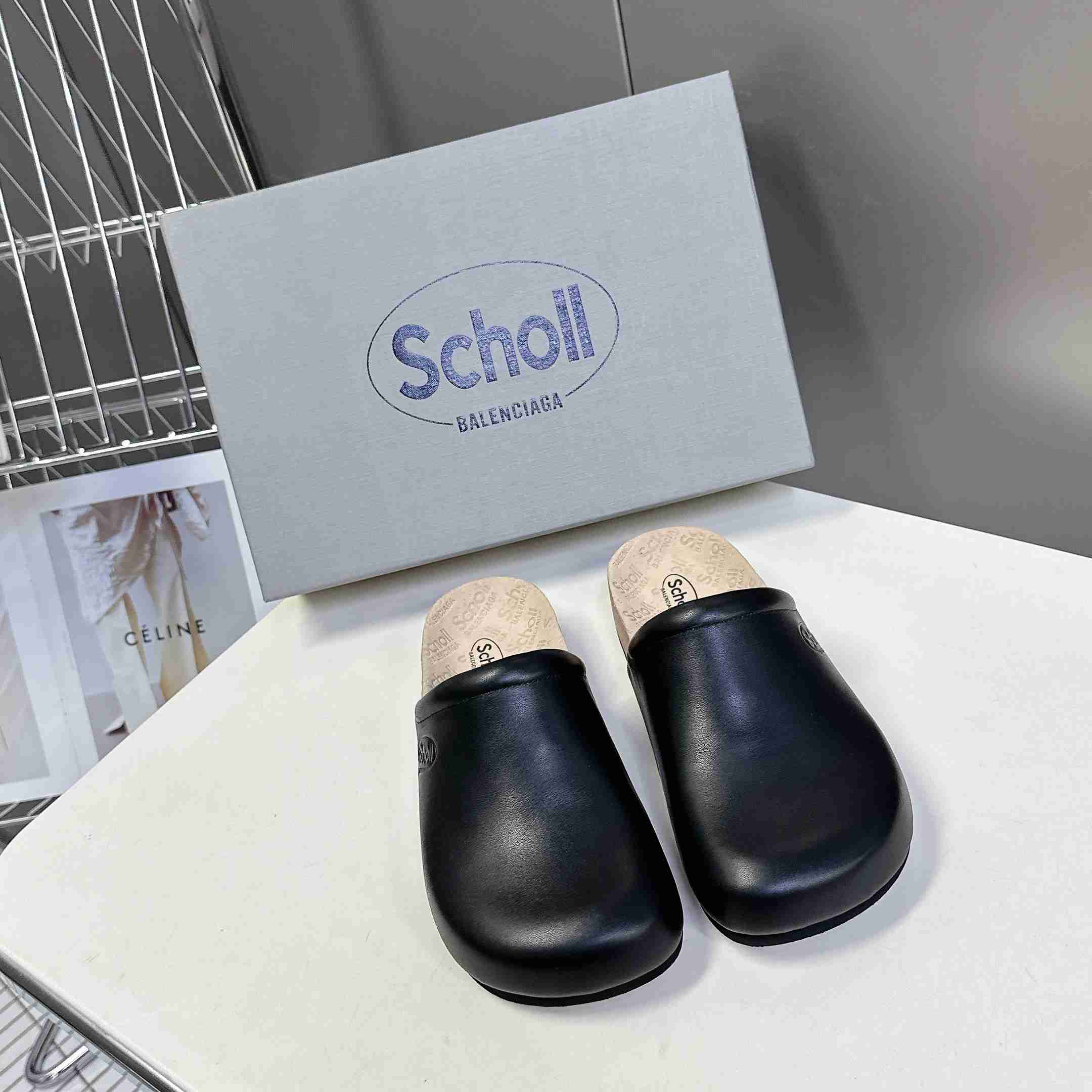 Balenciaga Scholl Flat Mule In Black - DopestKickz