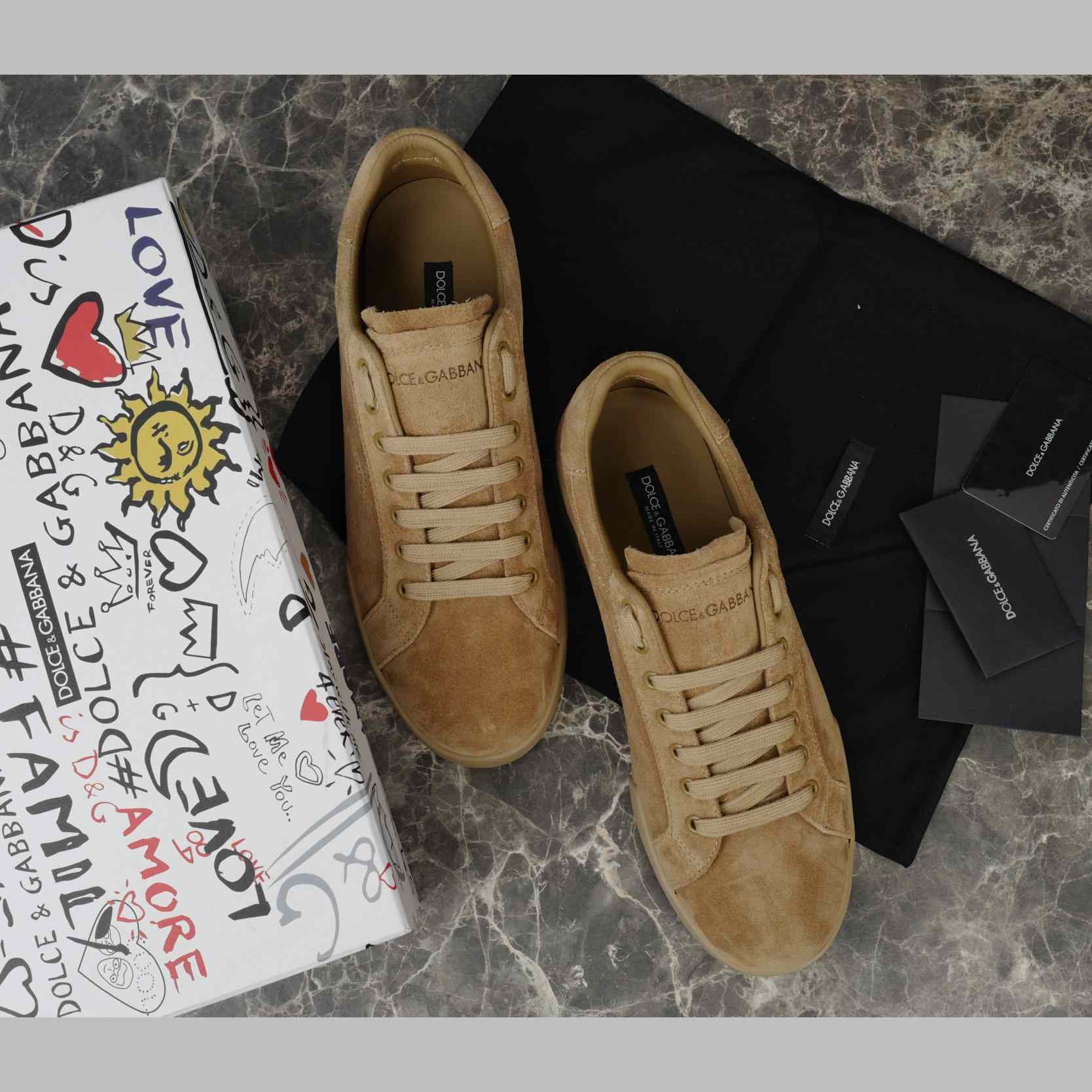 Dolce & Gabbana Calfskin Strobel Portofino Light Sneakers - DopestKickz