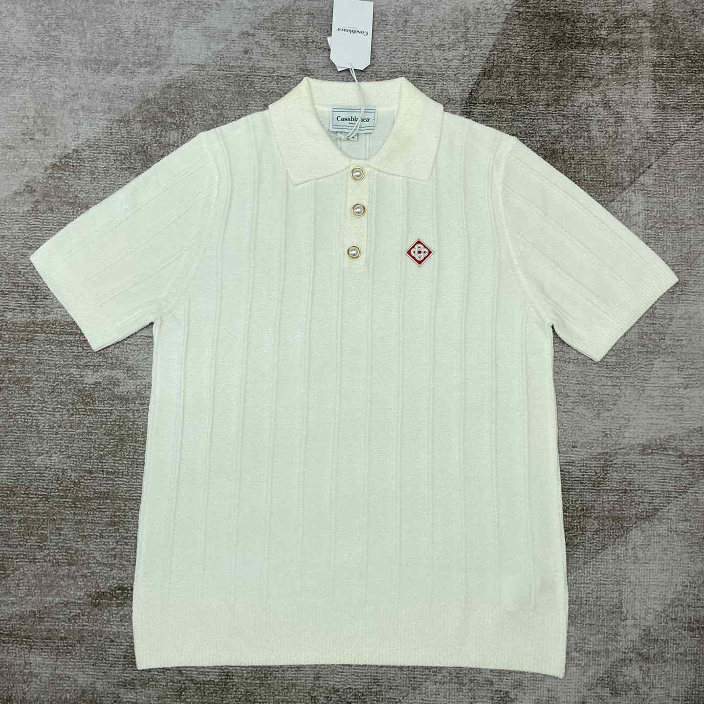 Casablanca Logo Appliqué Boucle Polo Shirt   D0016 - DopestKickz