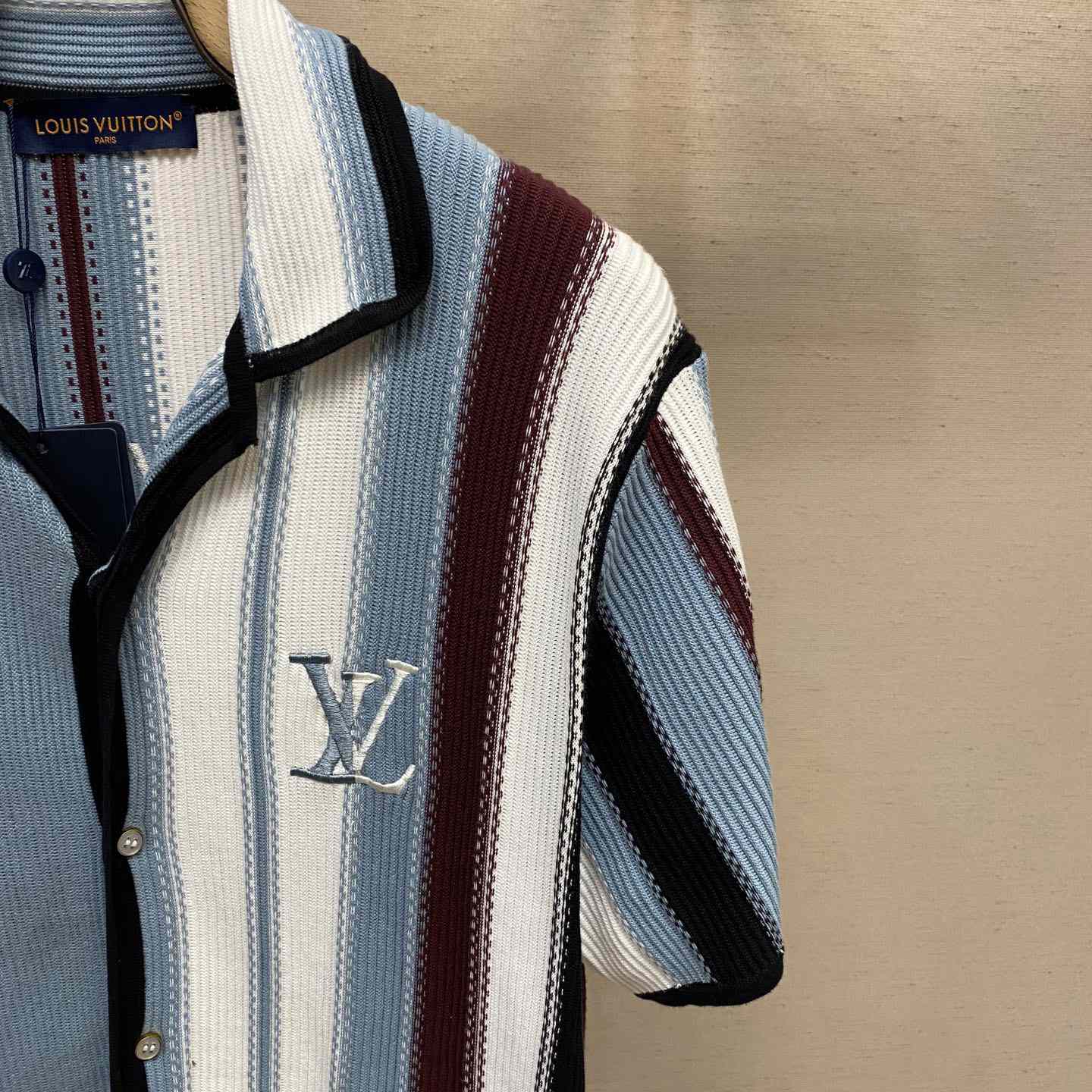 Louis Vuitton Striped Crochet Short-Sleeved Shirt   1AHVOO - DopestKickz