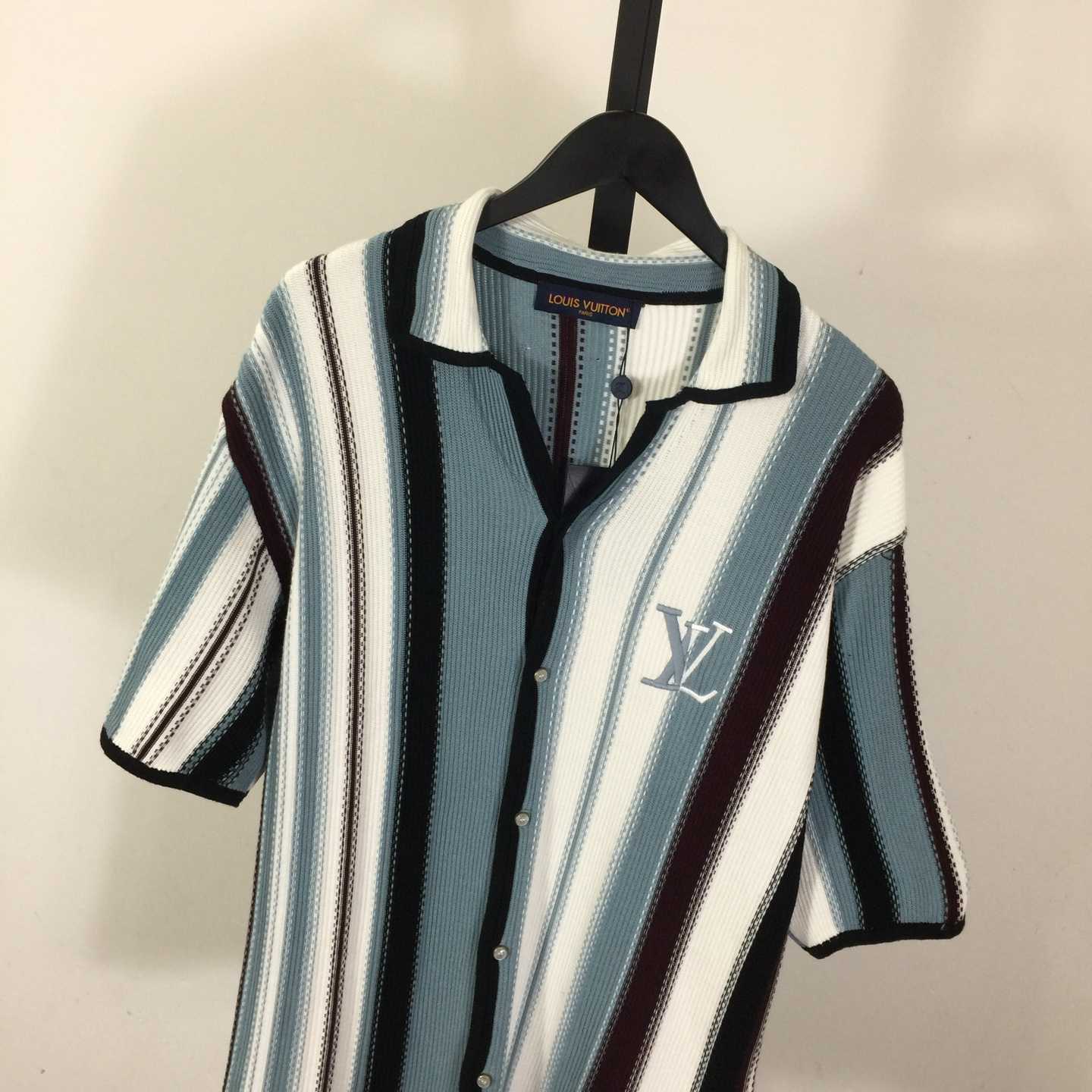 Louis Vuitton Striped Crochet Short-Sleeved Shirt   1AHVOO - DopestKickz
