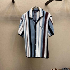 Louis Vuitton Striped Crochet Short-Sleeved Shirt   1AHVOO - DopestKickz