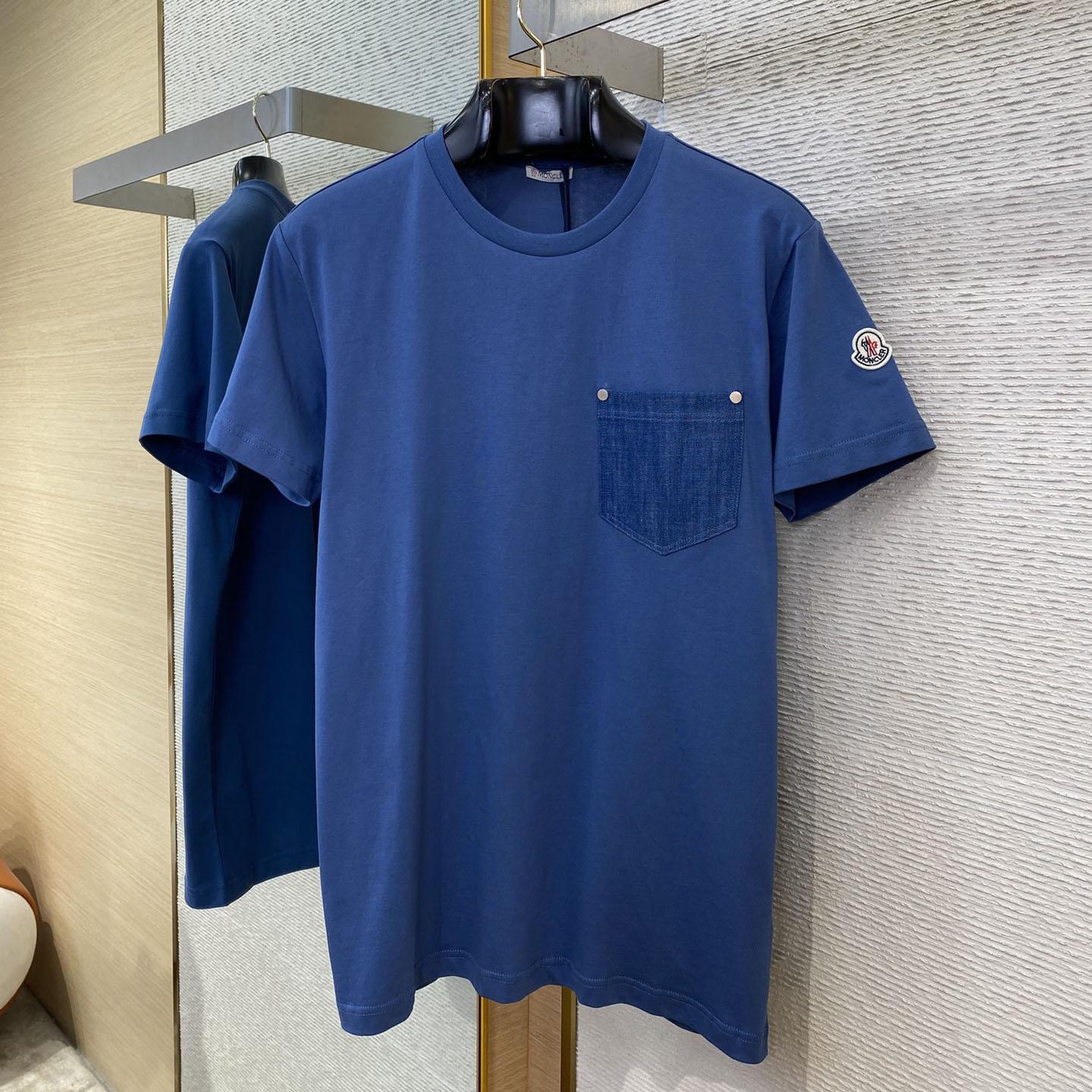 Moncler Cotton & Denim T-shirt With Pocket - DopestKickz