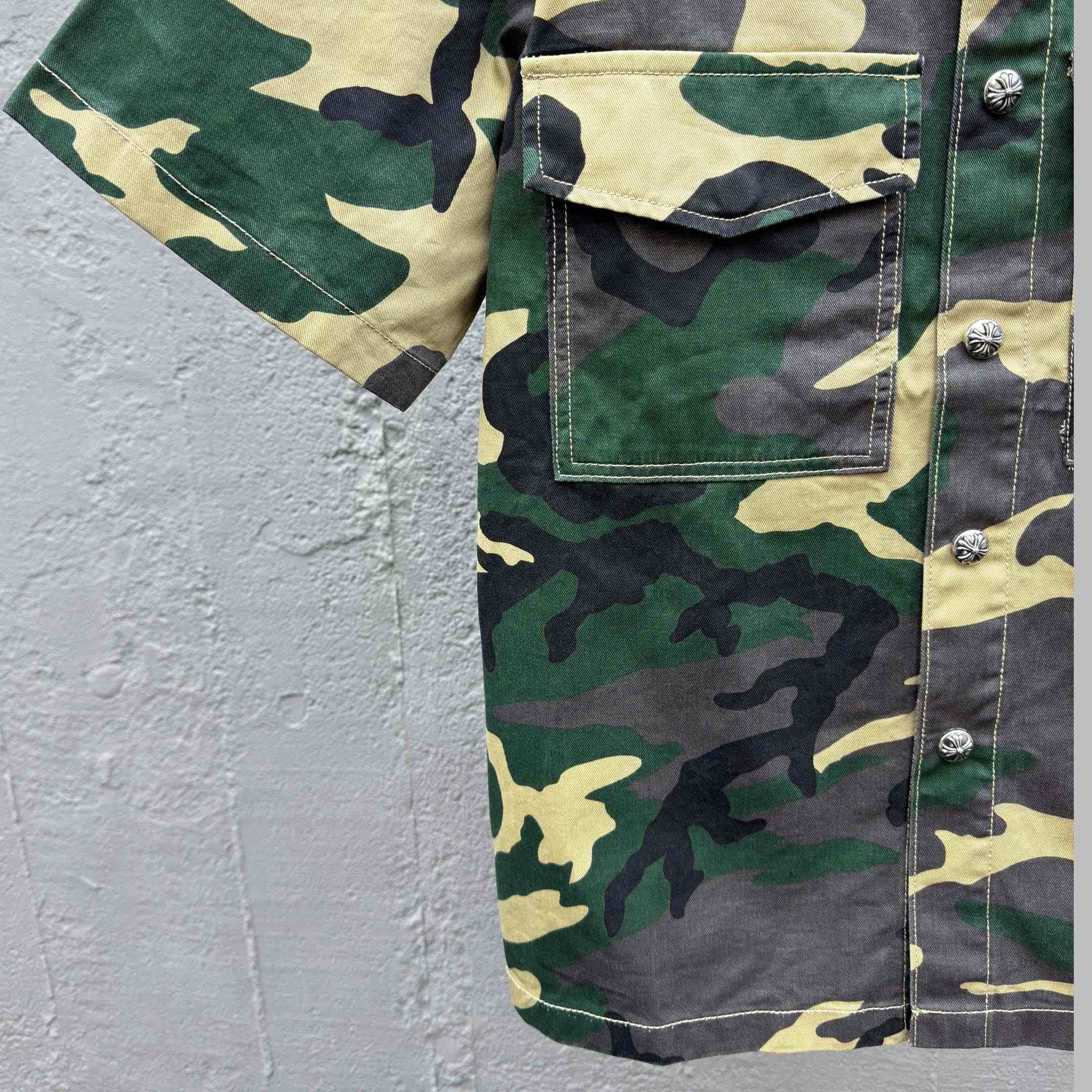 Chrome Hearts Matty Boy Sex Records Camo Cropped Button Up - DopestKickz