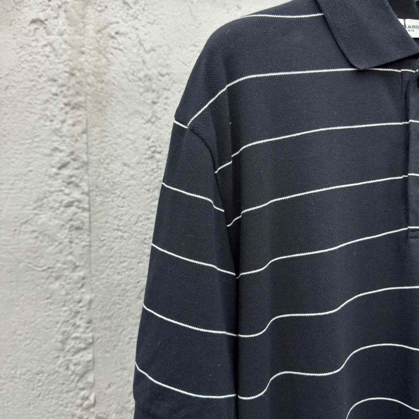 Saint Laurent Cassandre Polo Shirt In Striped Pique - DopestKickz