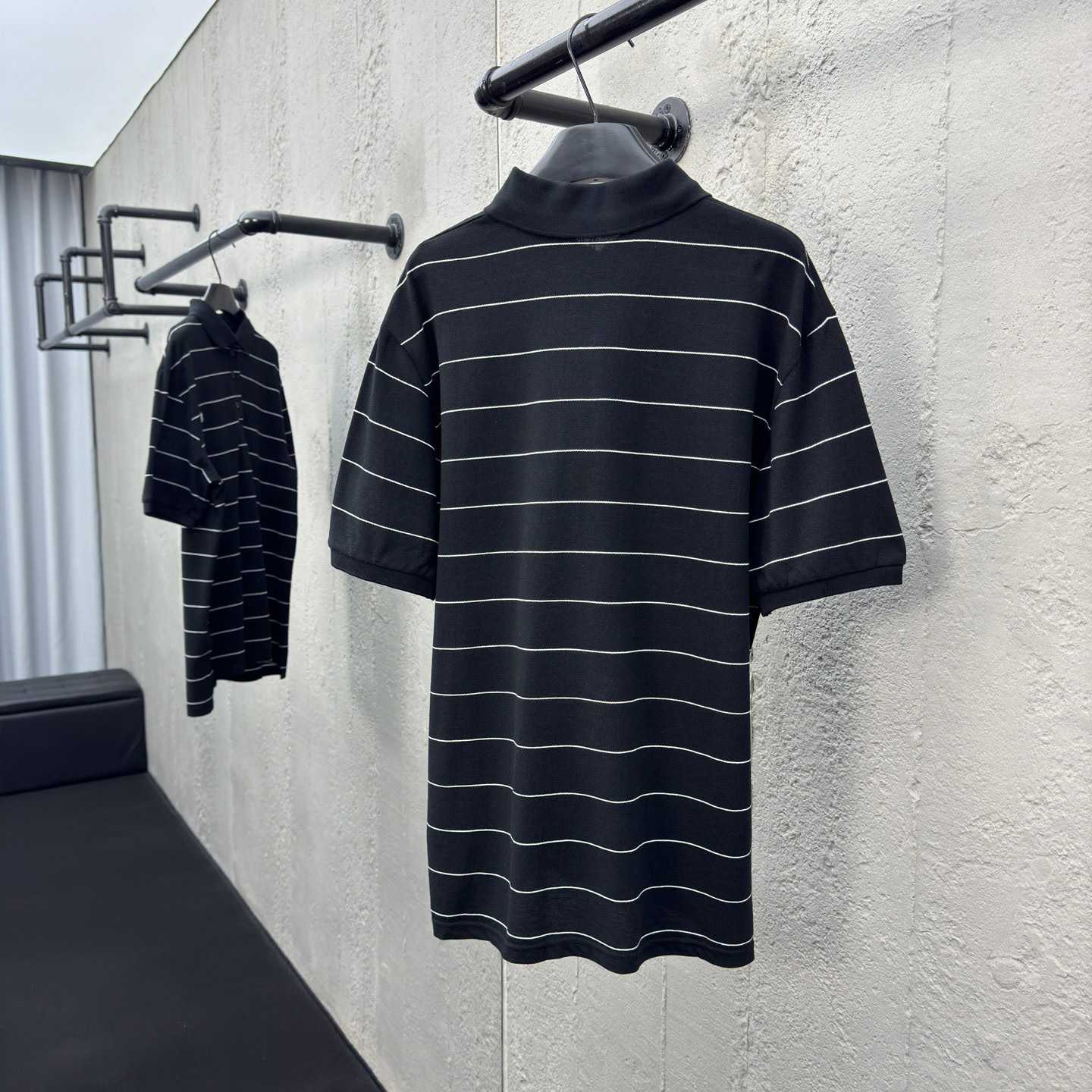 Saint Laurent Cassandre Polo Shirt In Striped Pique - DopestKickz