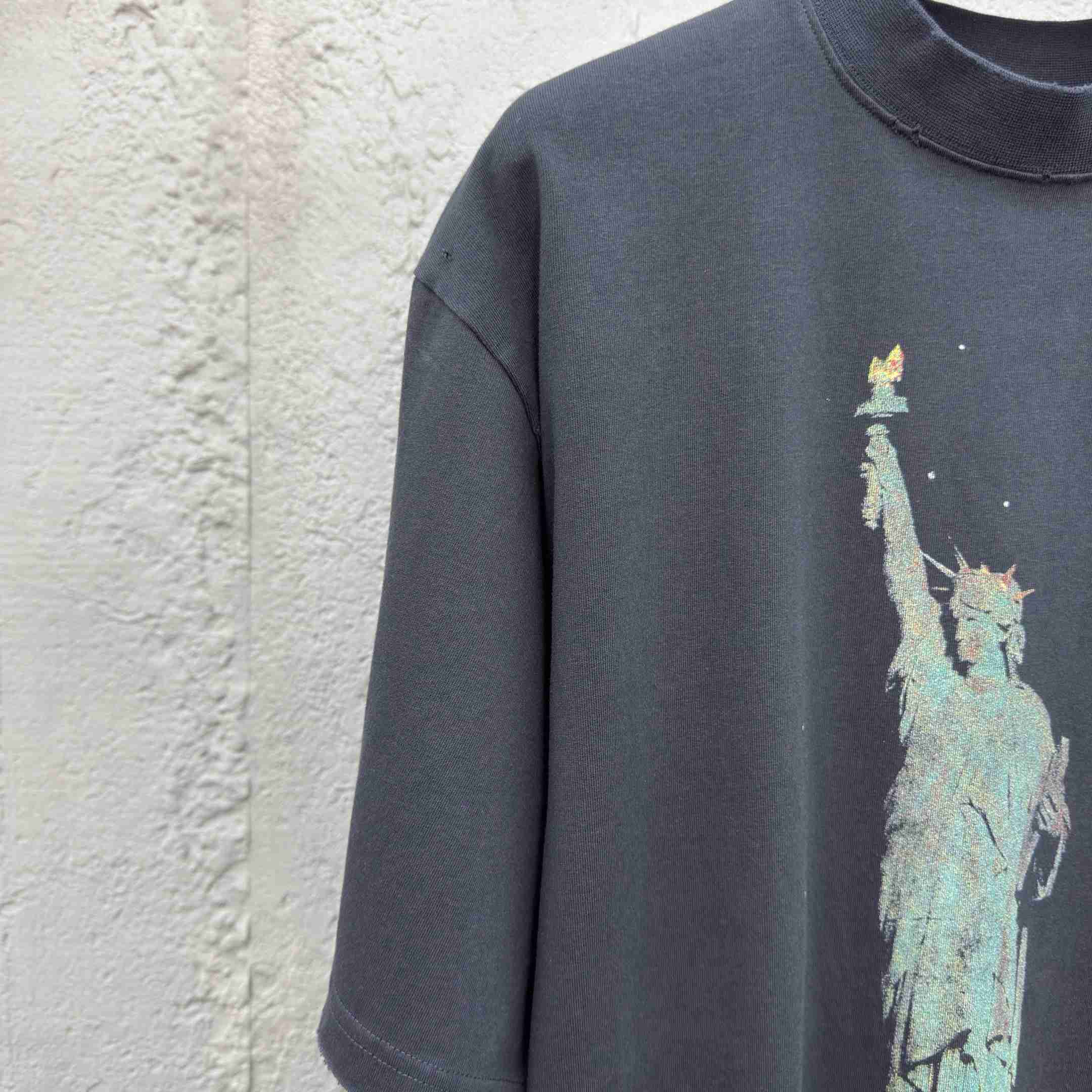 Balenciaga Paris Liberty T-Shirt Medium Fit In Black Vintage Jersey - DopestKickz
