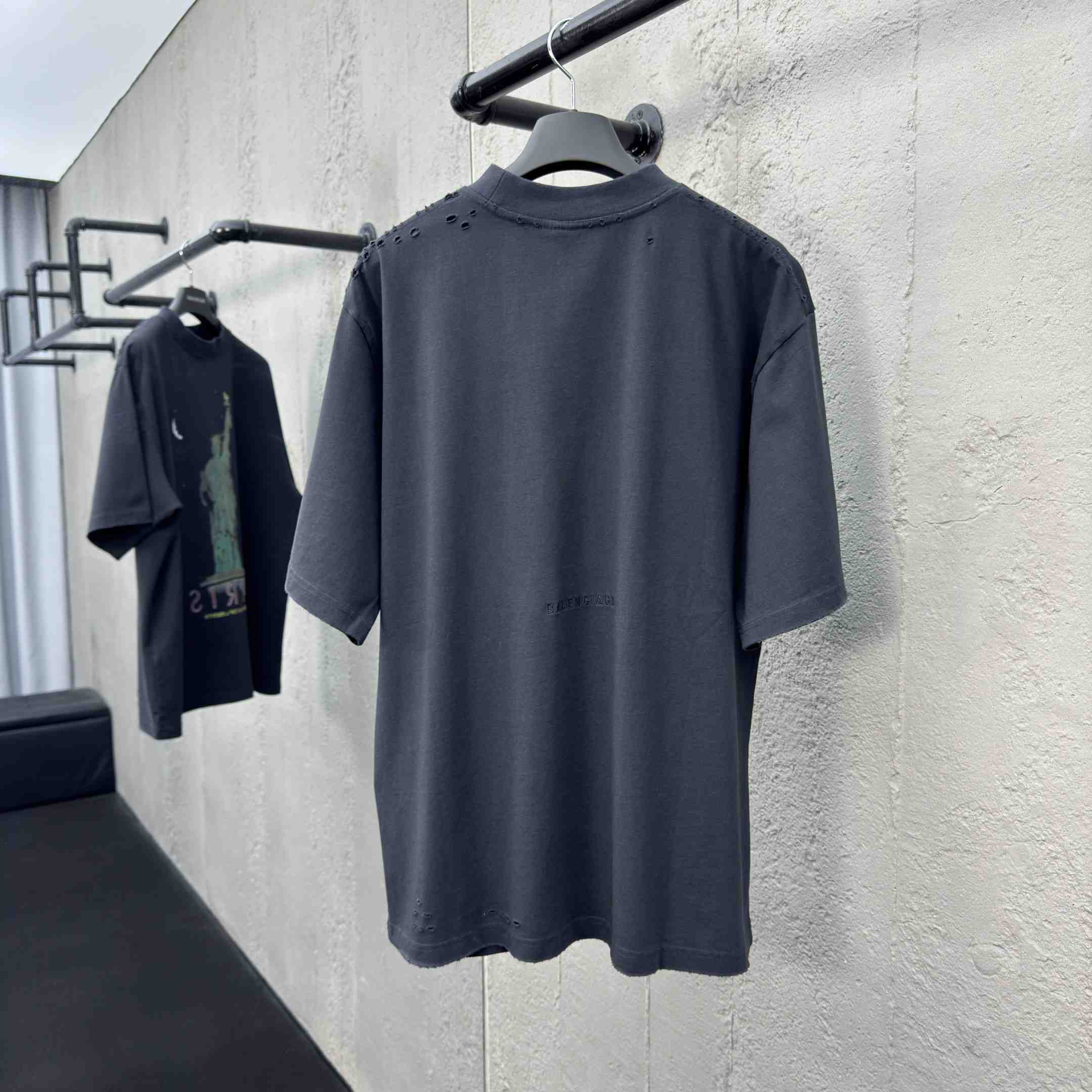 Balenciaga Paris Liberty T-Shirt Medium Fit In Black Vintage Jersey - DopestKickz