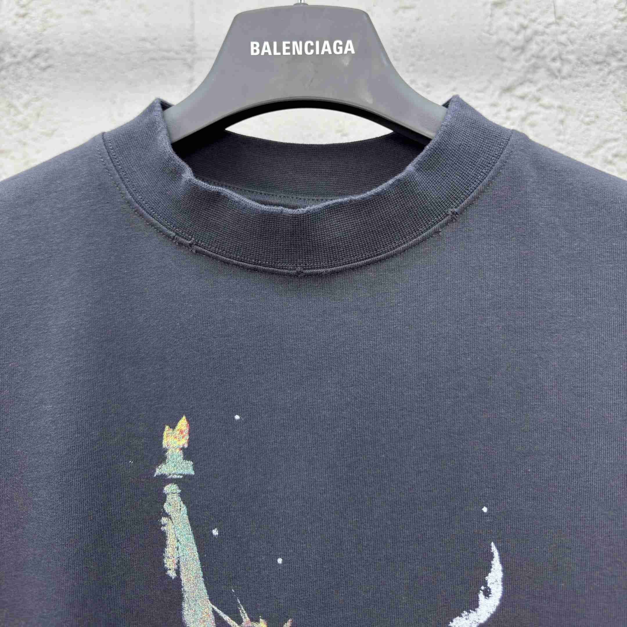 Balenciaga Paris Liberty T-Shirt Medium Fit In Black Vintage Jersey - DopestKickz