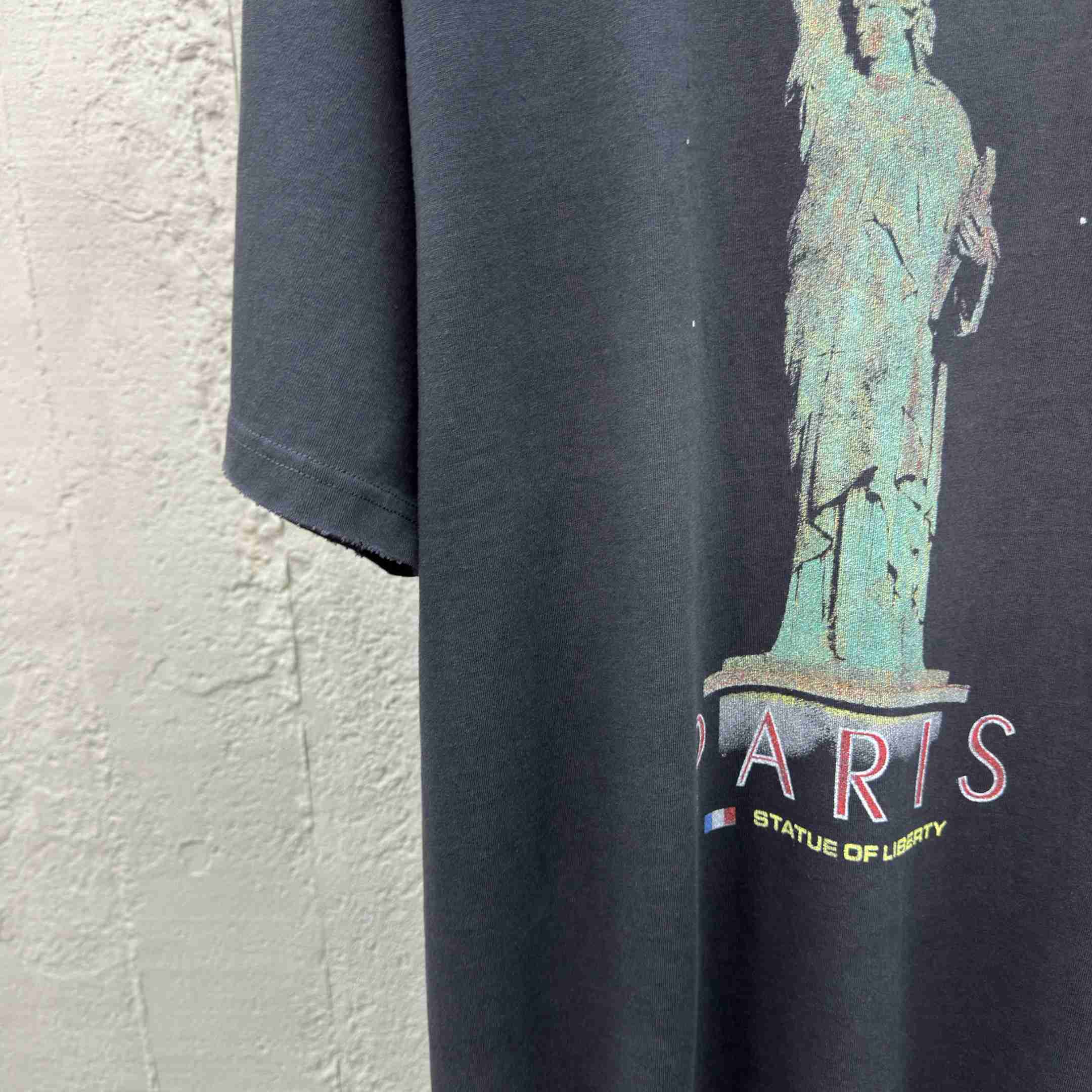 Balenciaga Paris Liberty T-Shirt Medium Fit In Black Vintage Jersey - DopestKickz