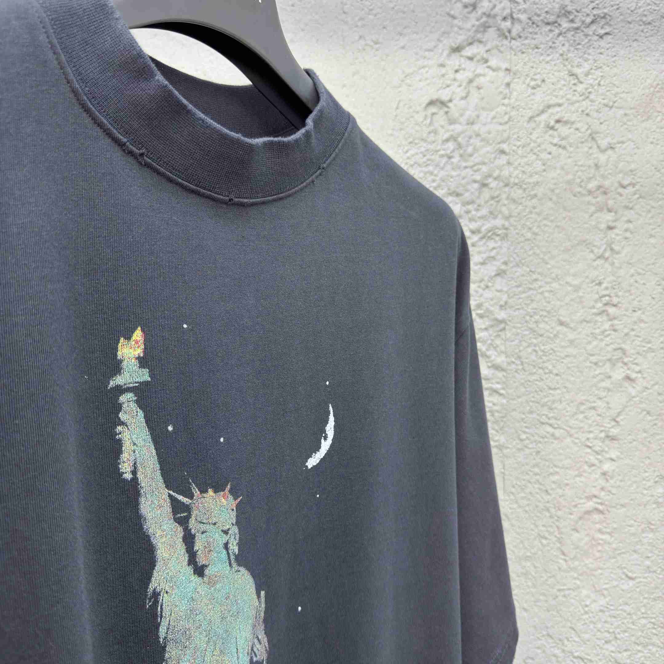 Balenciaga Paris Liberty T-Shirt Medium Fit In Black Vintage Jersey - DopestKickz