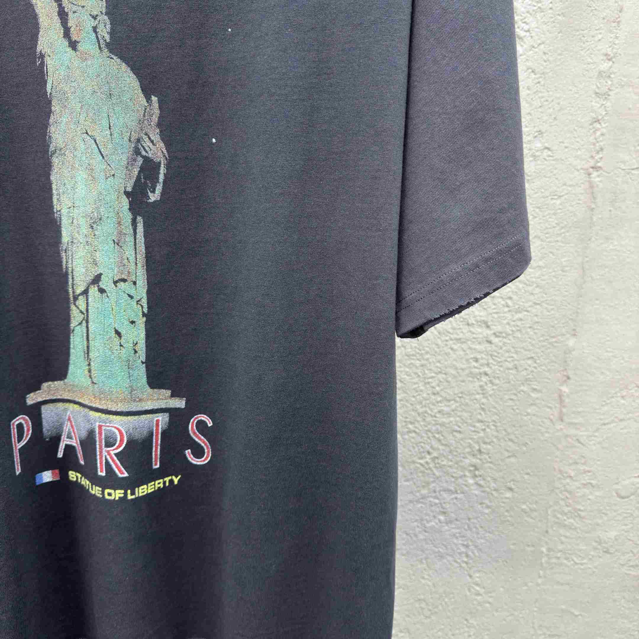 Balenciaga Paris Liberty T-Shirt Medium Fit In Black Vintage Jersey - DopestKickz