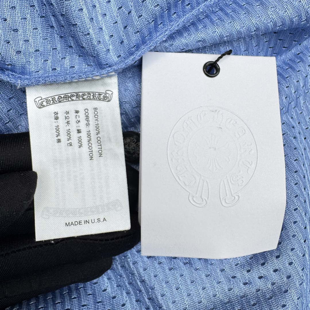 Chrome Hearts Stadium Mesh Short Sleeve Jersey Blue - DopestKickz