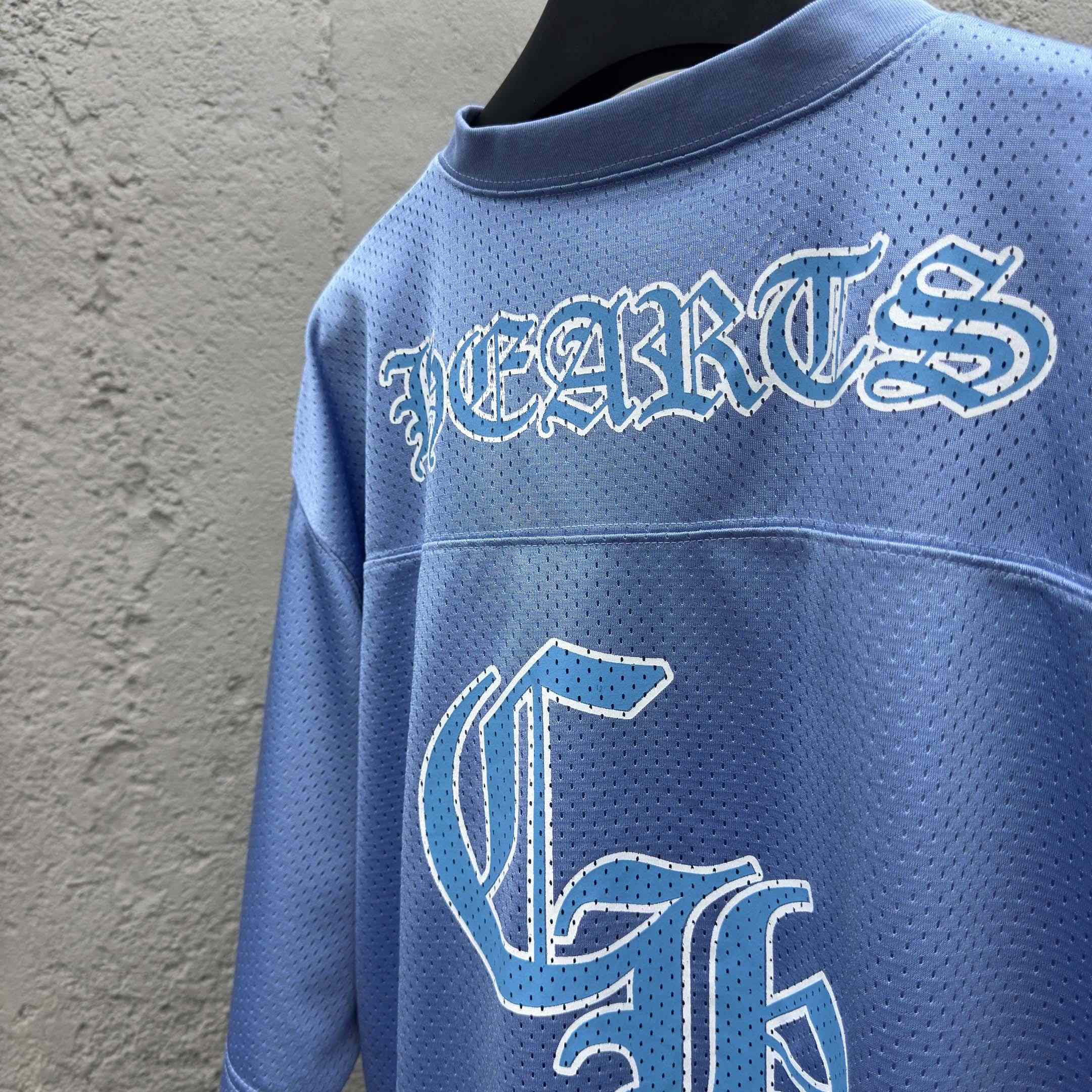 Chrome Hearts Stadium Mesh Short Sleeve Jersey Blue - DopestKickz