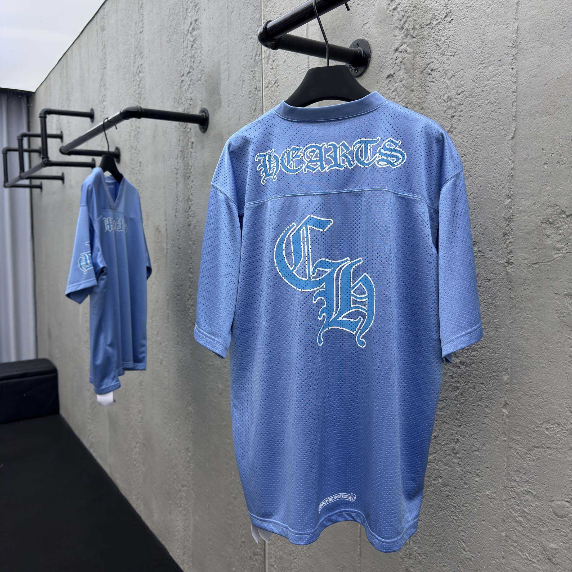 Chrome Hearts Stadium Mesh Short Sleeve Jersey Blue - DopestKickz